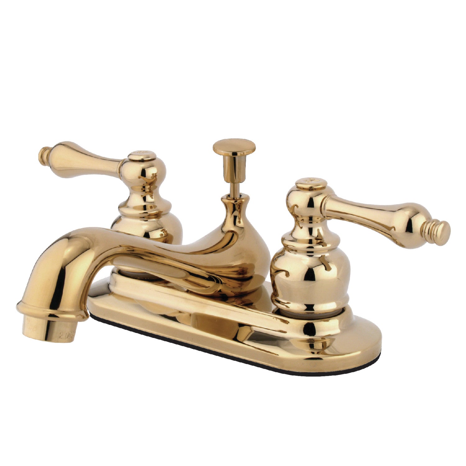 Kingston Heirloom KB602AL - Restoration Double-Handle 3 trous montage sur plage 4-Inch Centerset Robinet de salle de bains avec drain à tirette, laiton poli