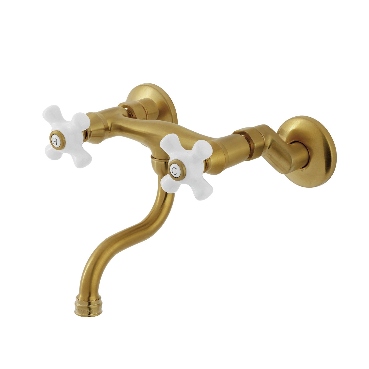 Kingston Heirloom KS2117PX - Kingston Double-Handle 2 trous Robinet de salle de bains mural, laiton brossé