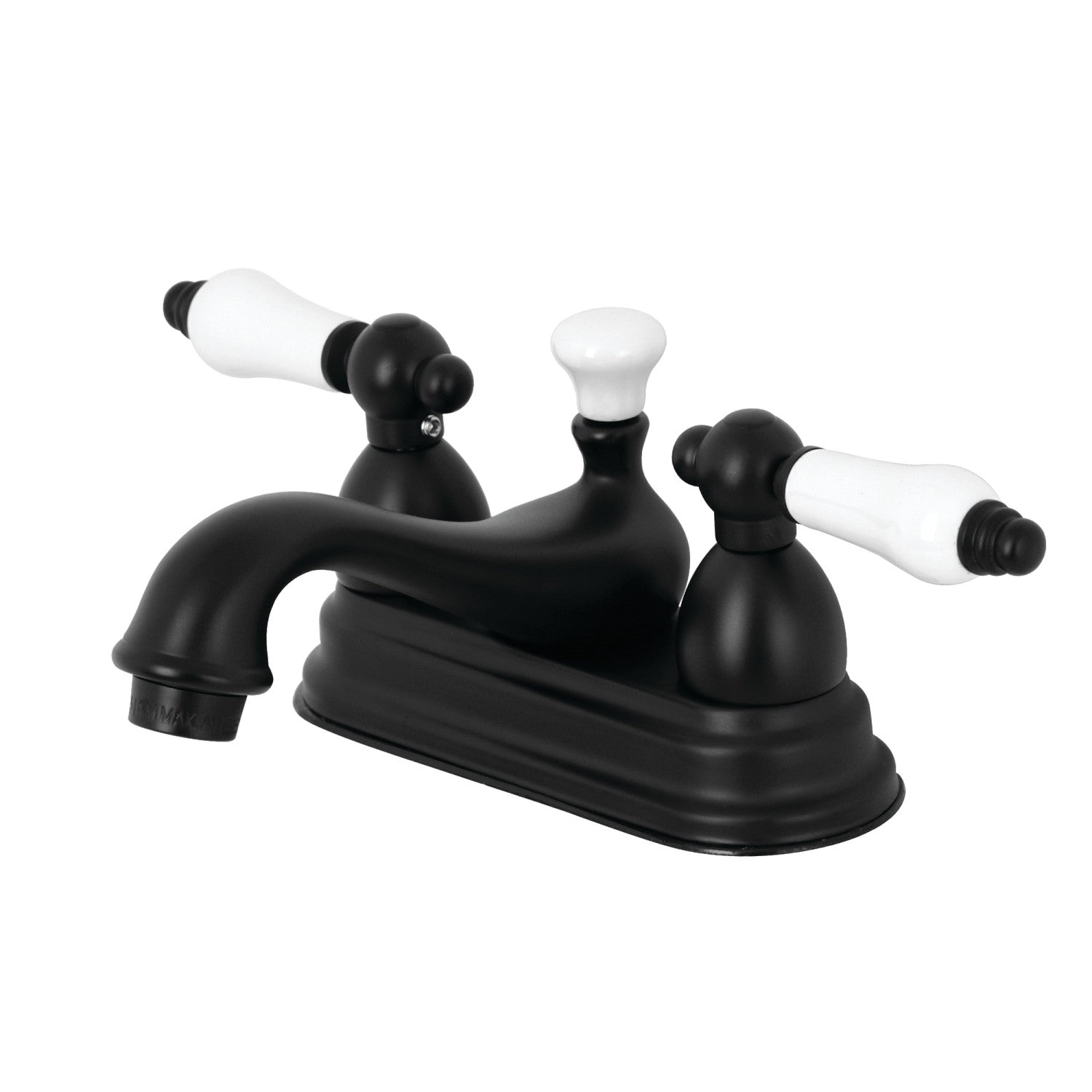 Kingston Heirloom KS3600PL - Robinet de salle de bains à double poignée de restauration 3 trous montage sur plage 4-Inch Centerset avec couvercle en laiton, noir mat