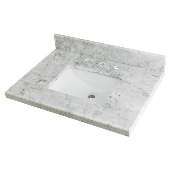 Kingston Tulare KVPB3022M38SQ - Templeton 30-Inch Carrara Marble Vanity Sink Top (8" Faucet Drillings), Carrara Marble
