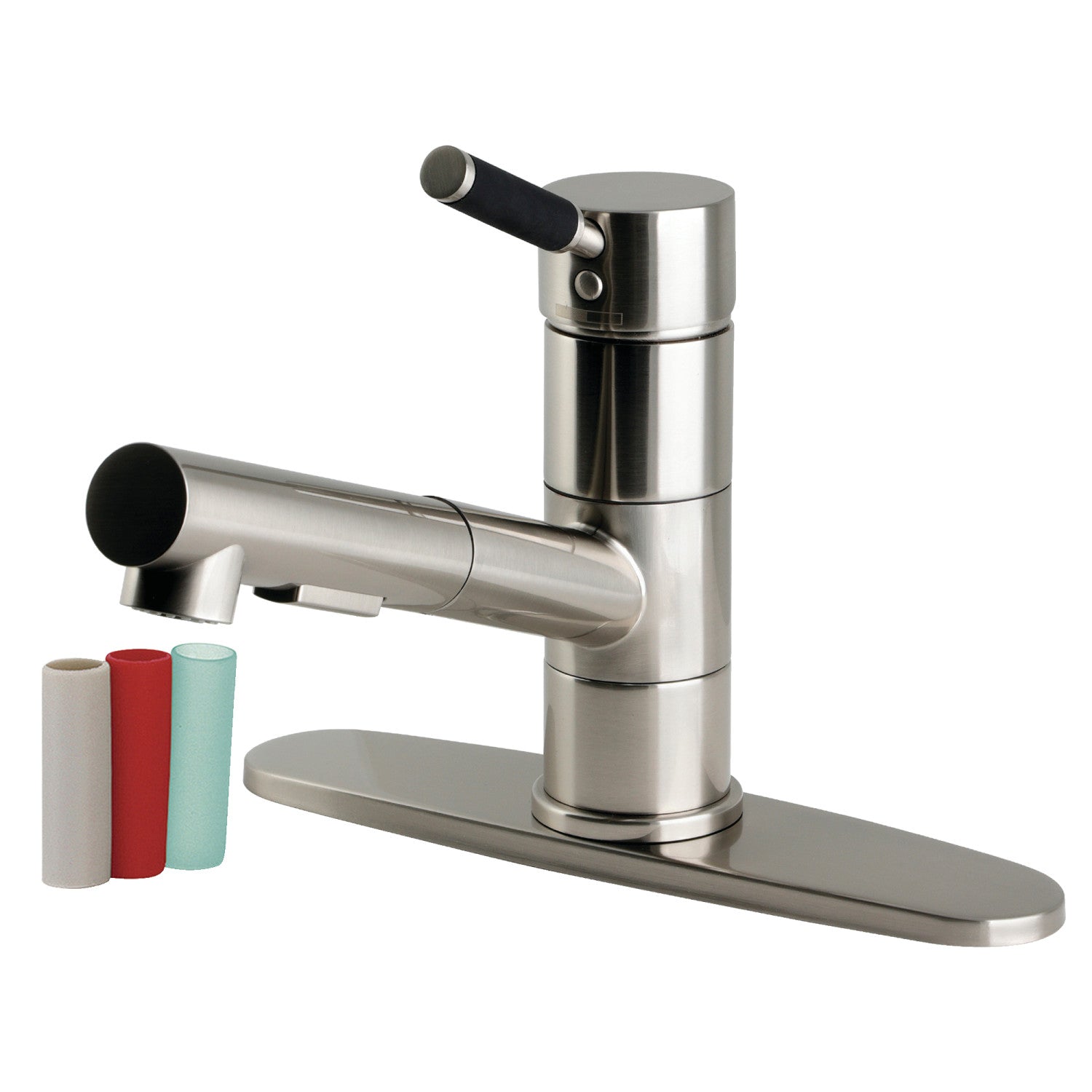 Kingston Kaiser LS8408DKL Robinet de cuisine à une poignée 1 trou pour pulvérisateur, nickel brossé