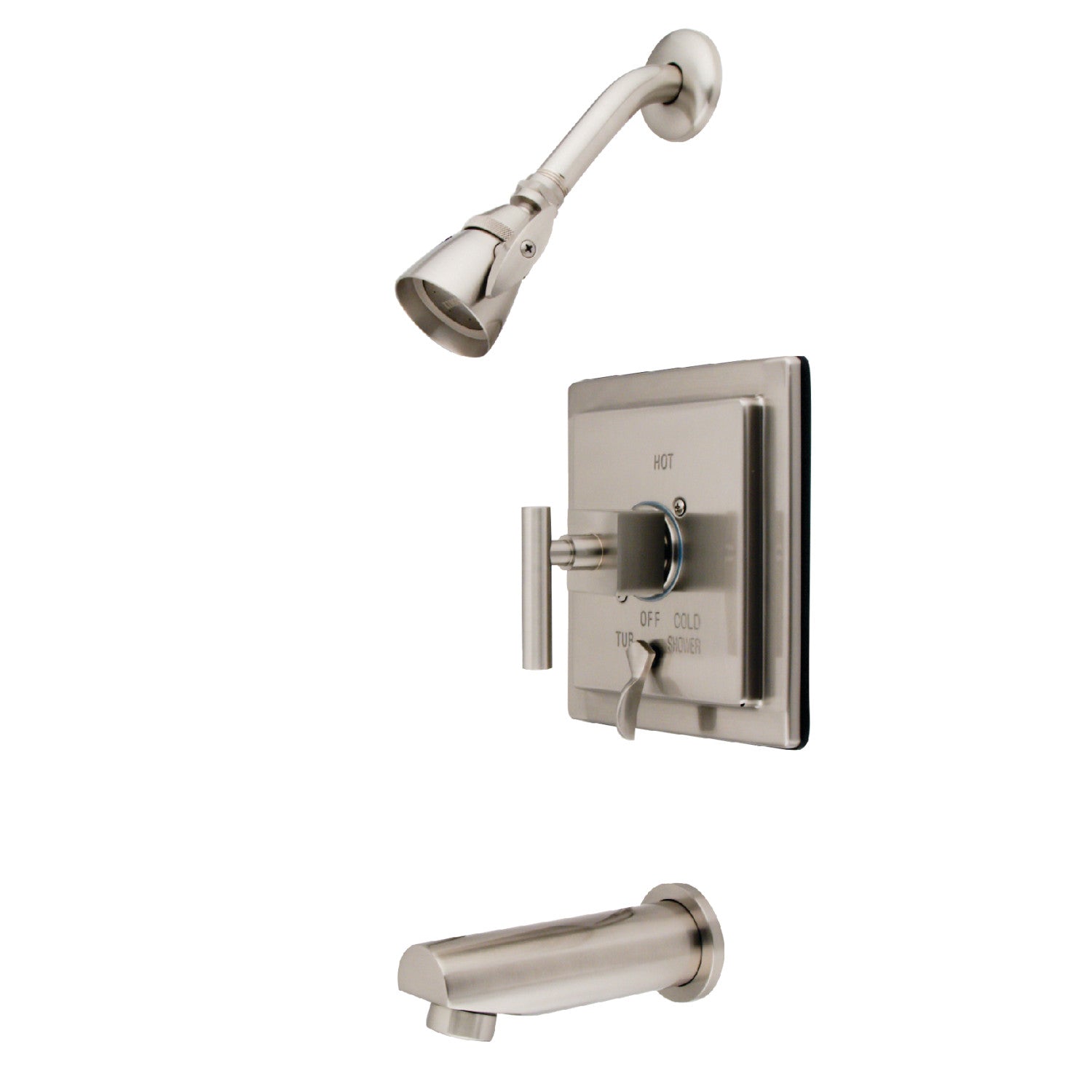 Kingston Sona KB86580CQL - Robinet de baignoire et de douche à pression simple poignée Claremont, Nickel brossé
