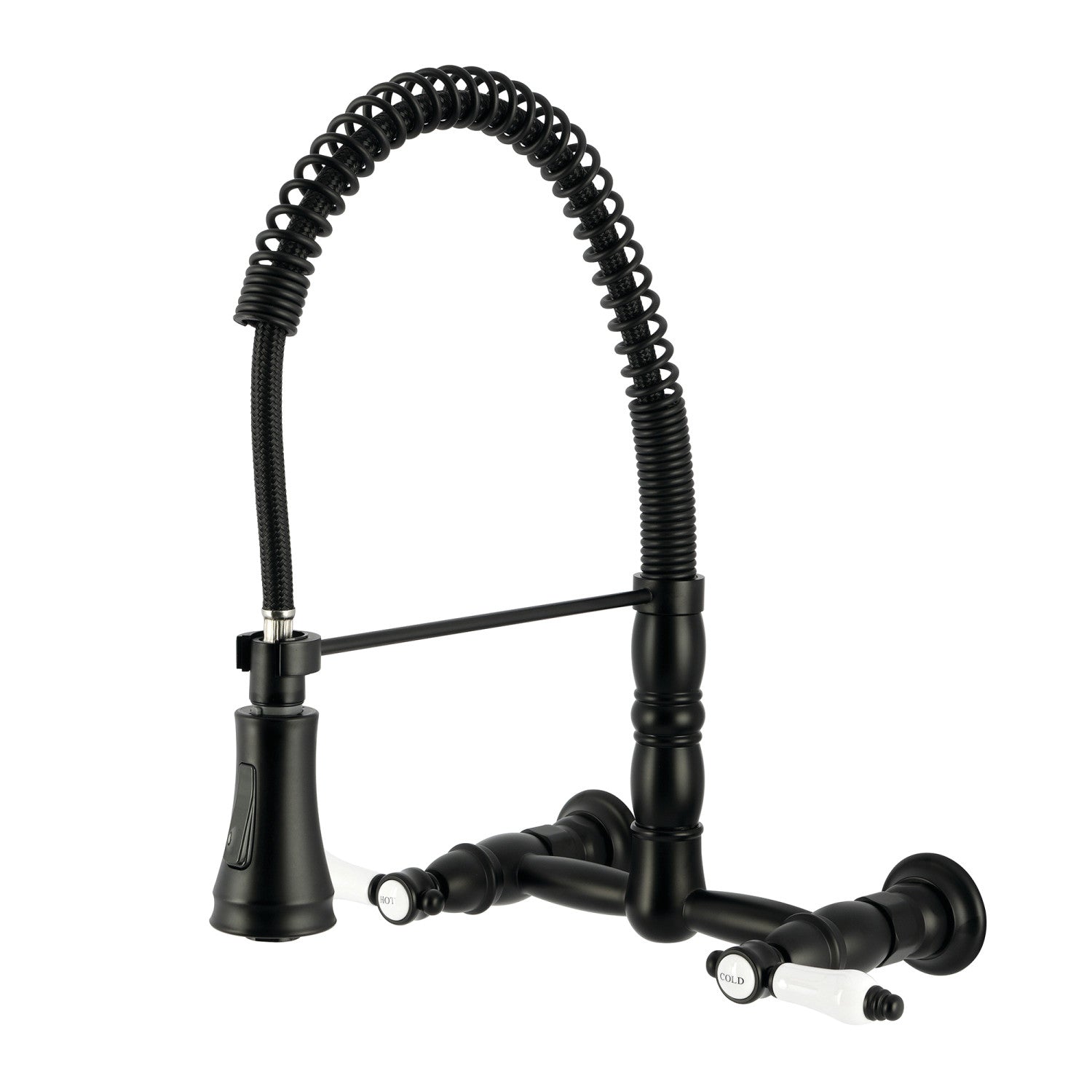 Kingston Tulare GS1240BPL - Bel-Air Double-Handle 2 trous Robinet de cuisine pré-montage mural, noir mat
