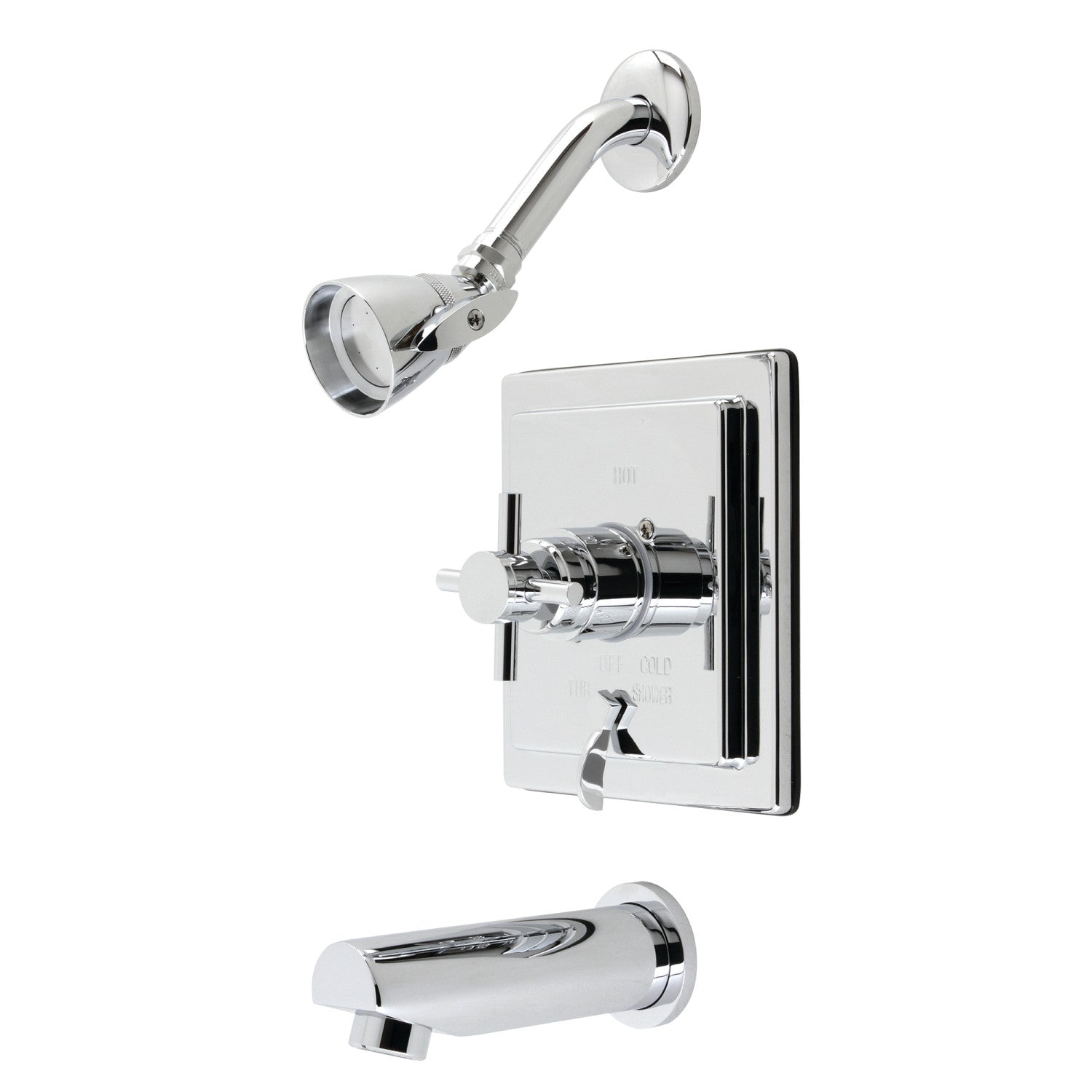 Kingston Sona KB86510DX Robinet de baignoire et de douche à pression équilibrée à une poignée, chrome poli