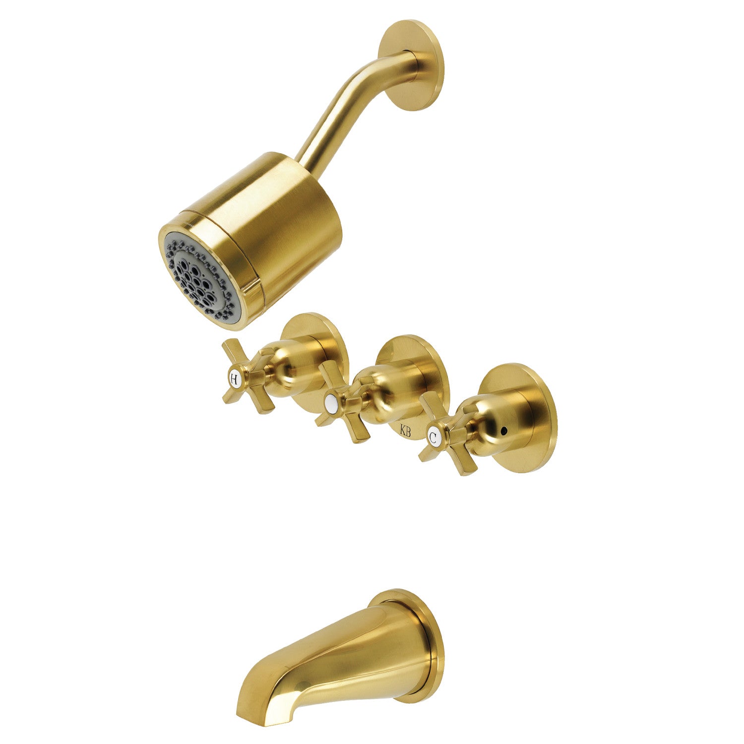 Kingston Tulare KBX8137ZX - Robinet de baignoire et de douche à triple poignée Millennium, laiton brossé