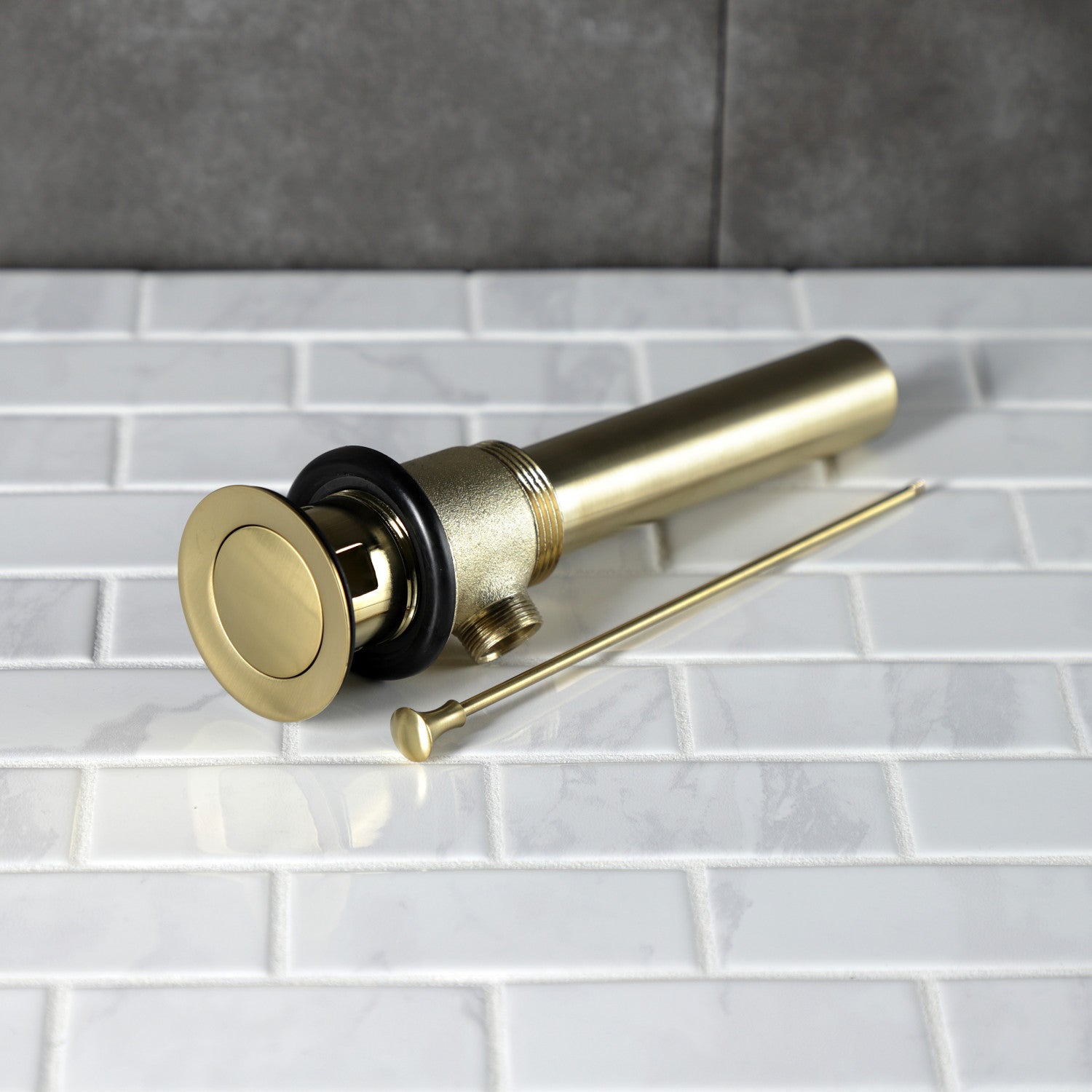 Kingston Made To Match KBT2127 Brass Pop-Up Bathroom Sink Drain with Overflow, 22 Gauge, Brushed Brass