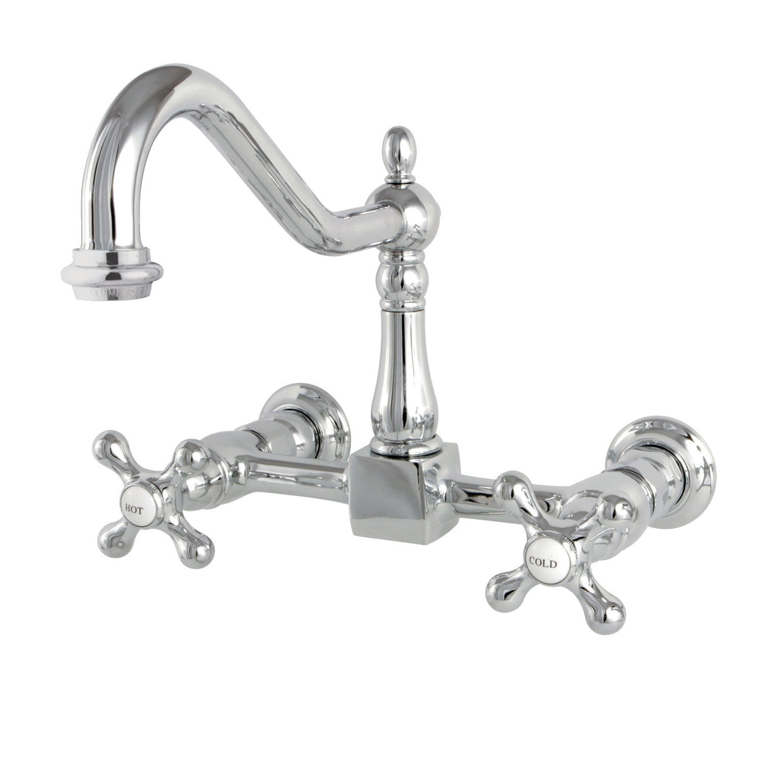 Kingston Heirloom KS1241AX - Robinet de cuisine à deux poignées Heritage 2 trous, chrome poli