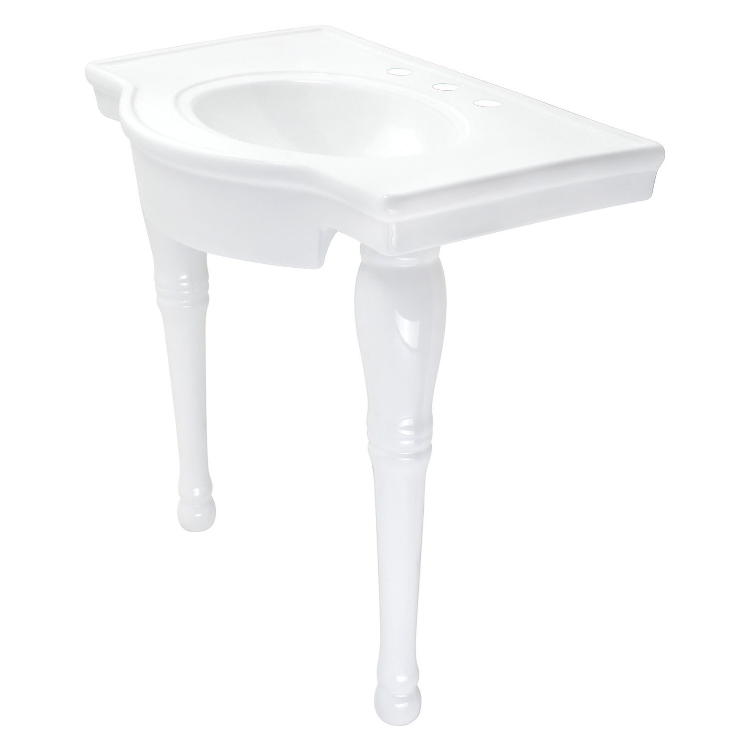 Kingston Heirloom VPB1318 - Templeton 31-Inch Ceramic Console Sink and Legs (8-Inch, 3-Hole), White