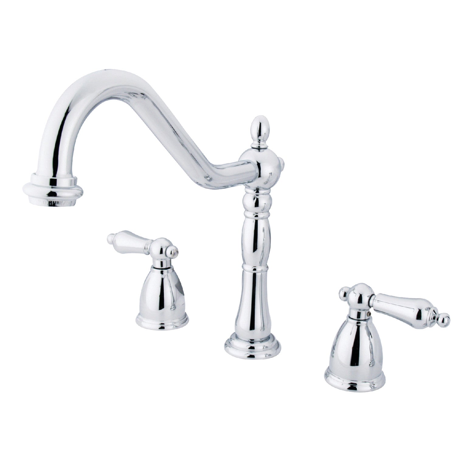 Kingston Heirloom KB1791ALLS - Robinet de cuisine à double poignée Heritage 3 trous, chrome poli