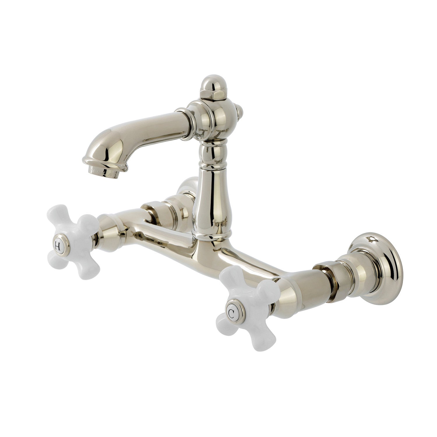 Kingston Heirloom KS7256PX - Robinet de salle de bain double poignée de pays anglais 2 trous, nickel poli