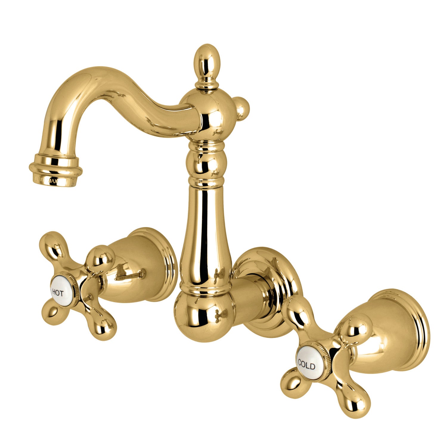 Kingston Heirloom KS1222AX - Robinet de salle de bains à double poignée Heritage 3 trous, laiton poli