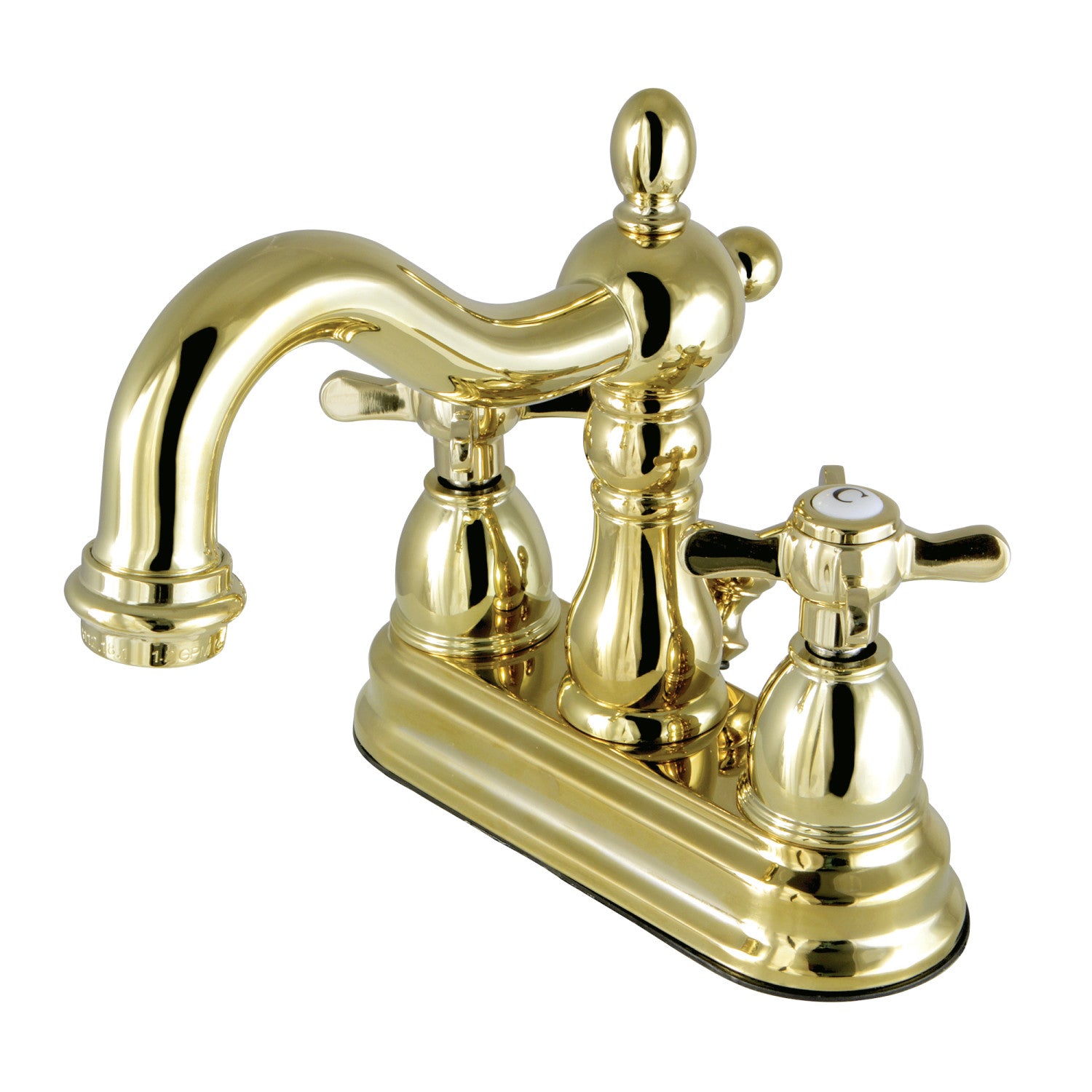 Kingston Heirloom KB1602BEX - Essex Double-Handle 3 trous montage sur plage 4-Inch Centerset Robinet de salle de bains avec drain à tirette, laiton poli
