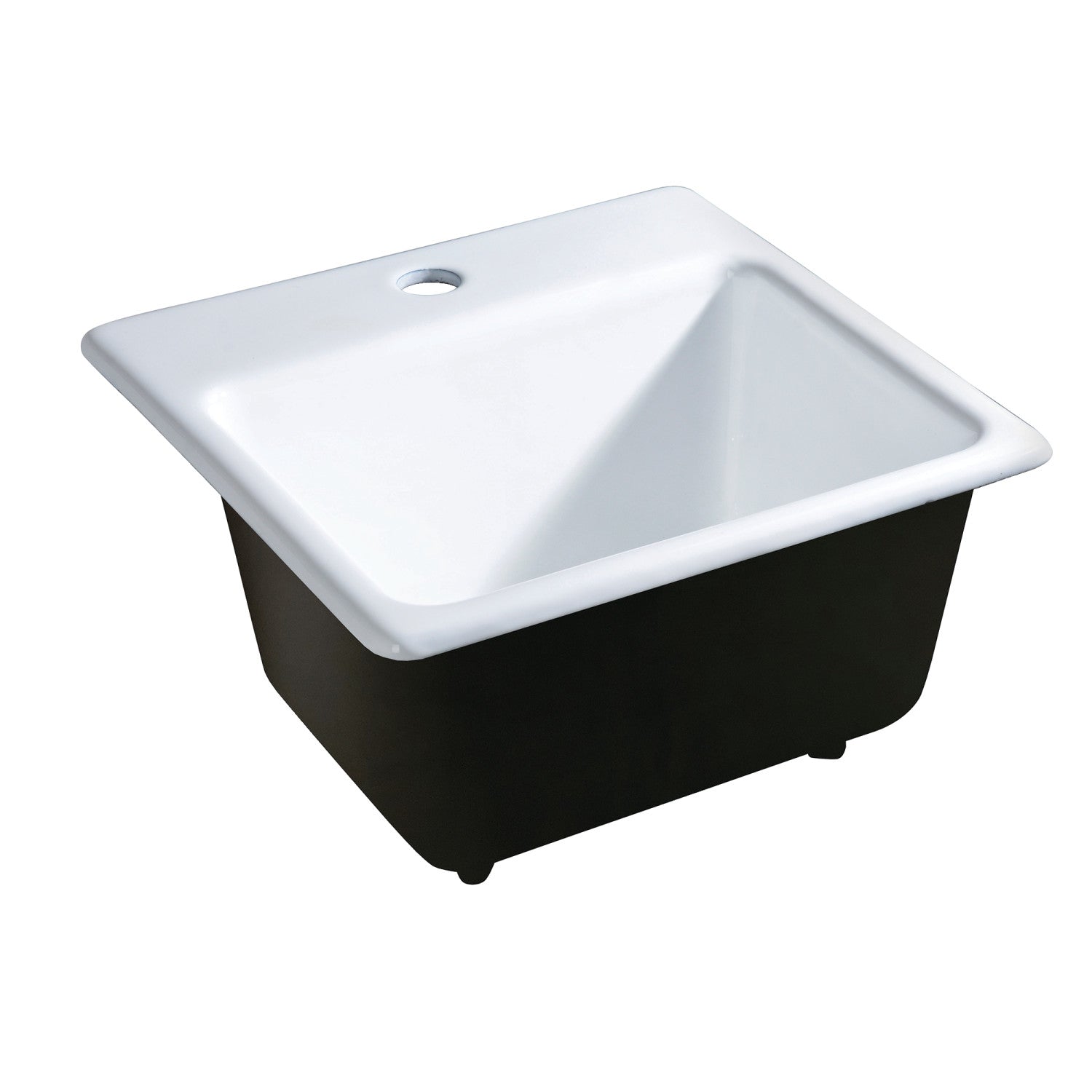 Kingston Heirloom GCKTS15158 - Towne 15-Inch Cast Iron Self-Rimming Single Bowl Drop-In Kitchen Sink (1 Hole), White