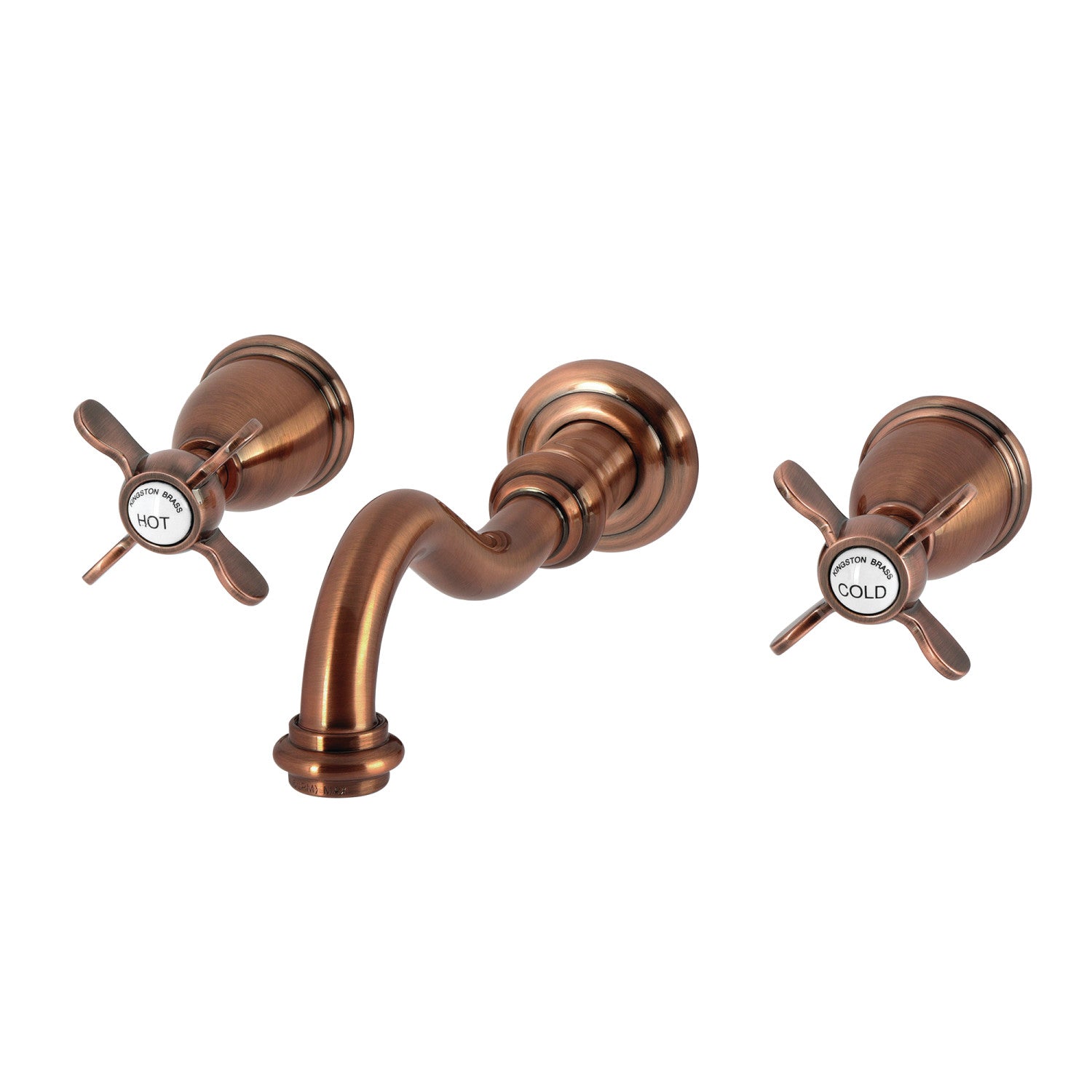 Kingston Heirloom KS312BEXAC - Essex Double-Handle 3 trous Robinet de salle de bains mural, cuivre antique