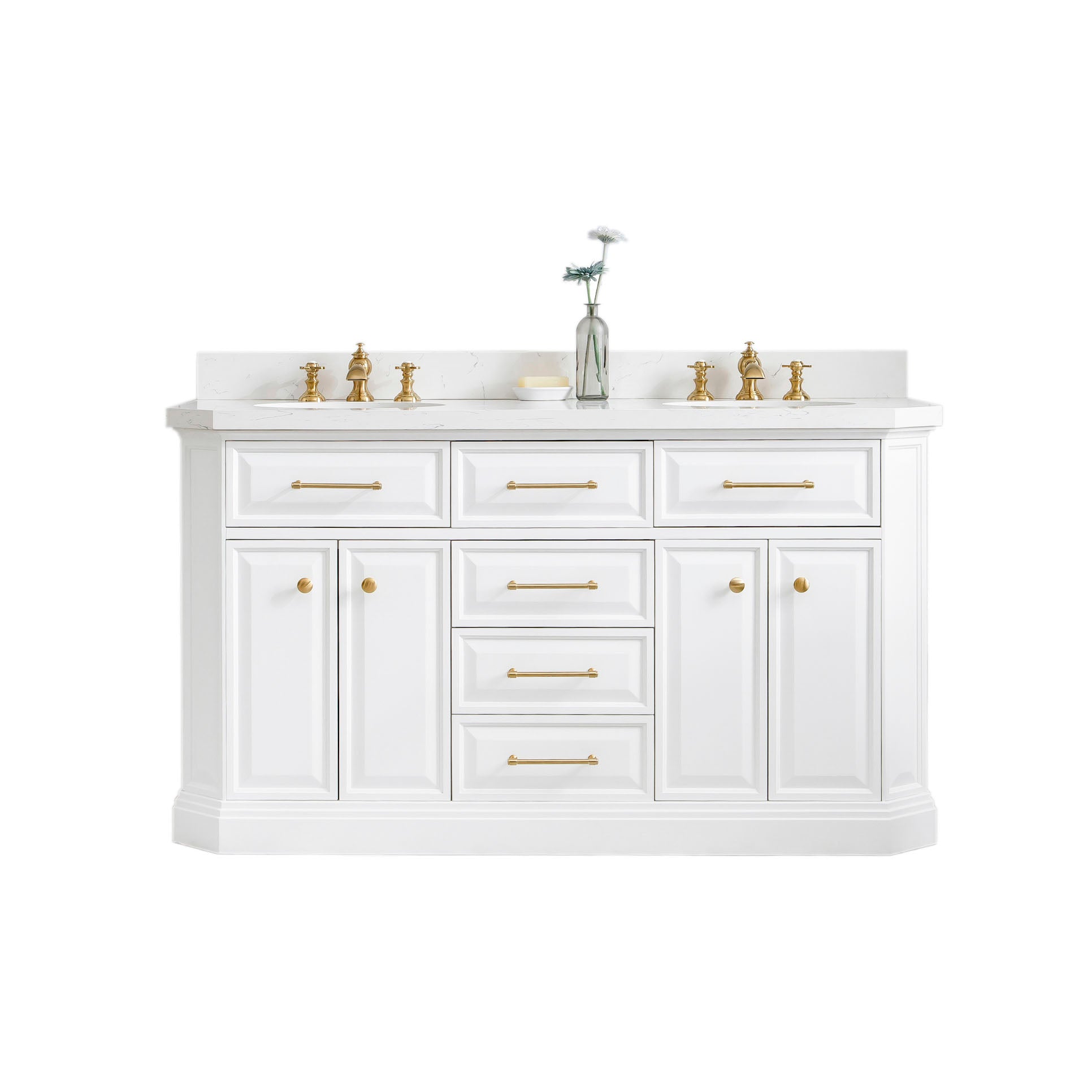 Kingston Luxe PA60QZ06PW - 60 in. x 22 in. Bathroom Vanity Quartz Top and White Basin, Pure White