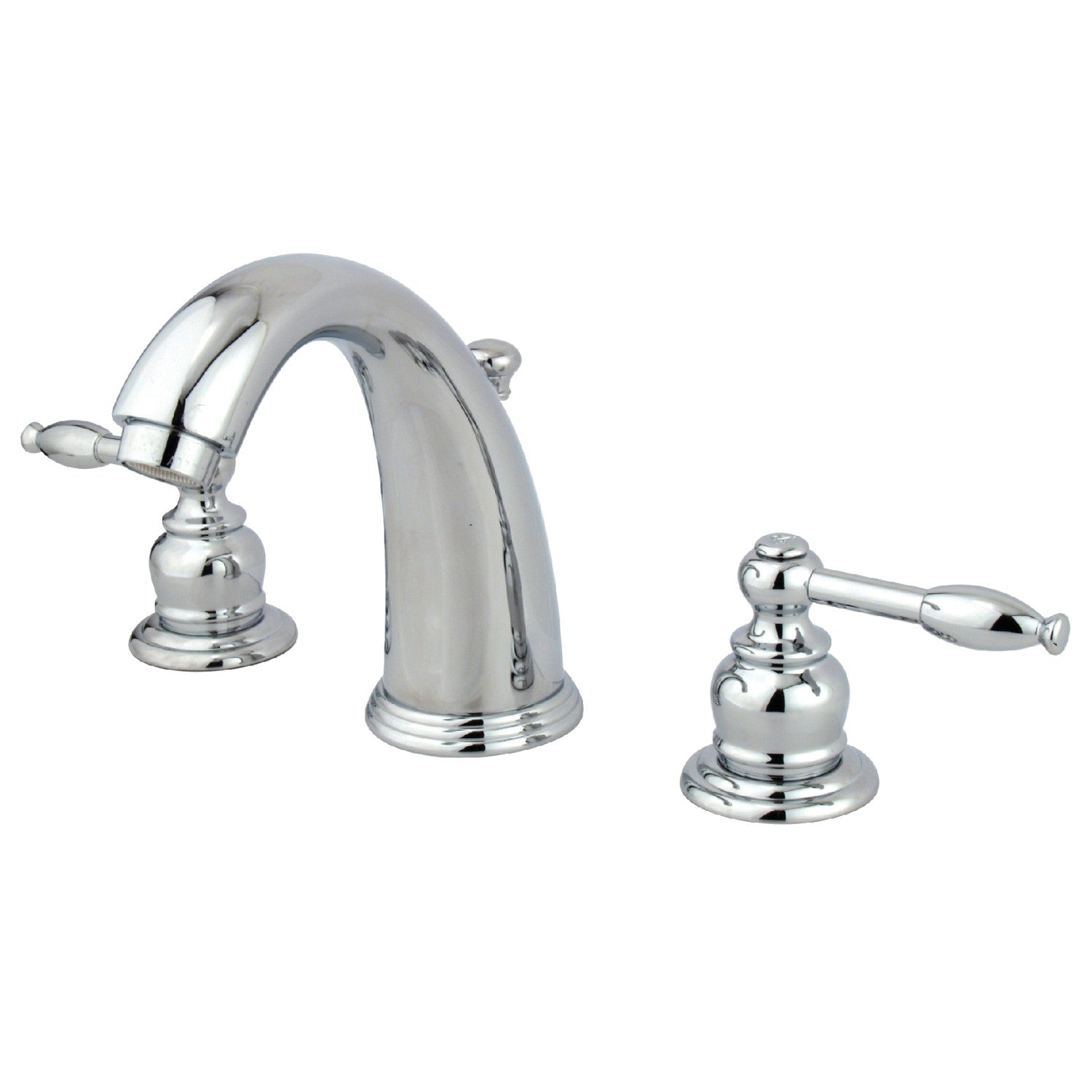 Kingston Heirloom GKB981KL - Robinet de salle de bains à entraxe large avec robinet à deux poignées Knight 3 trous, chrome poli