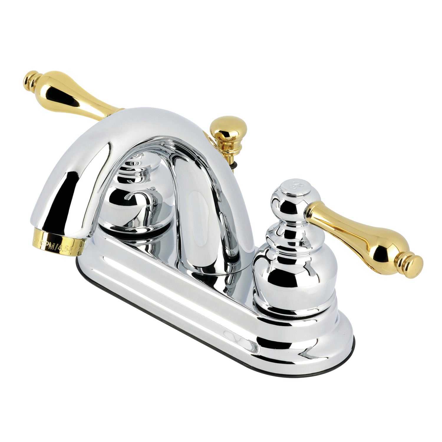 Kingston Heirloom KB5614AL - Restoration Double-Handle 3 trous montage sur plage 4-Inch Centerset Robinet de salle de bains avec drain à tirette, poli Chrome / laiton poli
