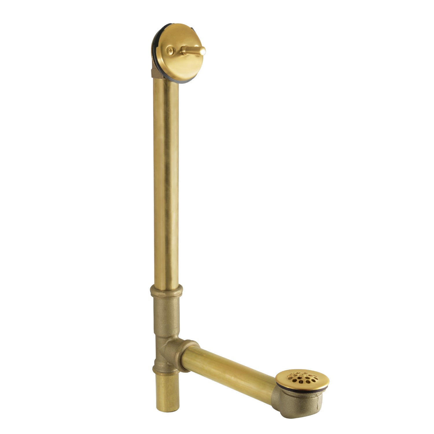 Kingston Tulare DTL1167 - Made To Match 21-Inch Brass Trip Lever Tub Waste and Overflow with Grid Strainer, Brushed Brass
