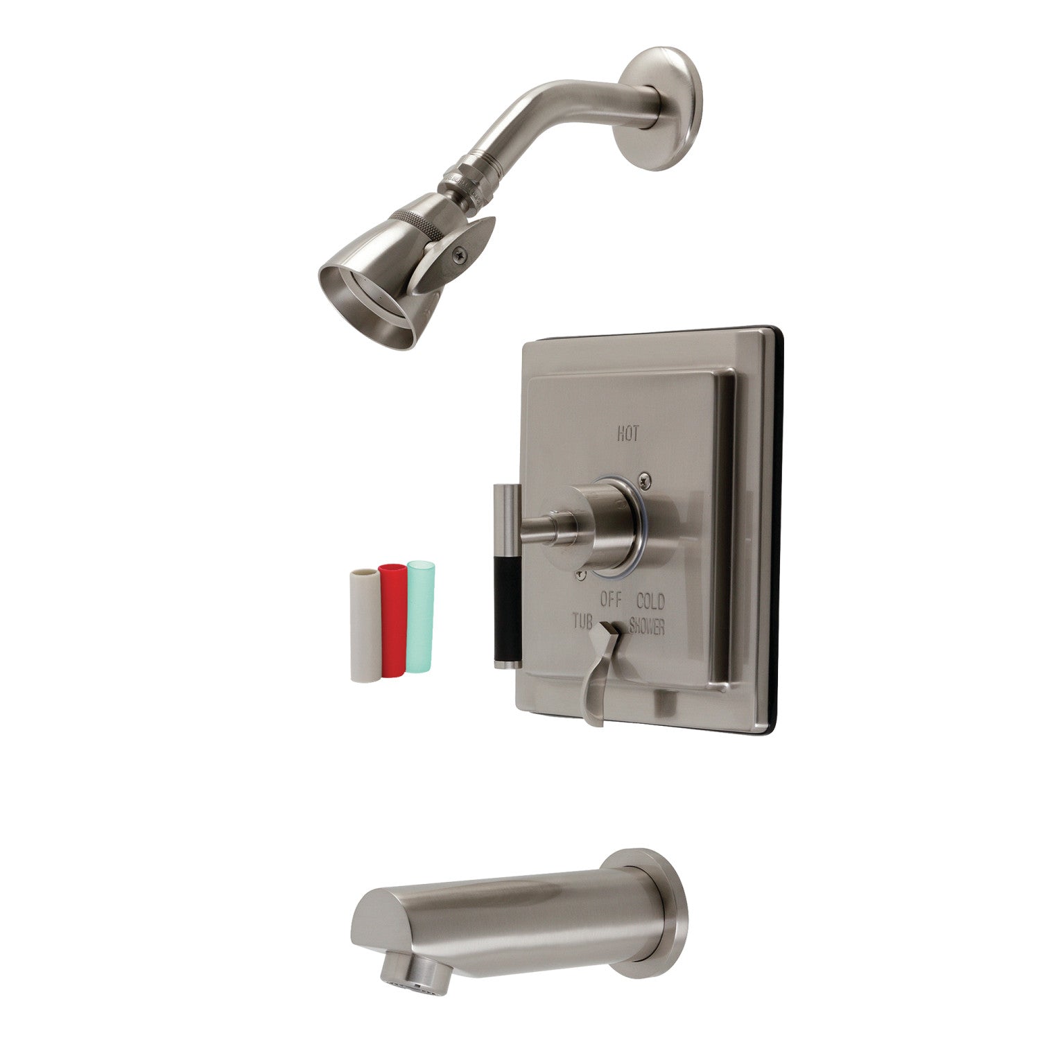 Kingston Sona KB86580CKL - Robinet de baignoire et de douche à pression simple poignée Kaiser, Nickel brossé