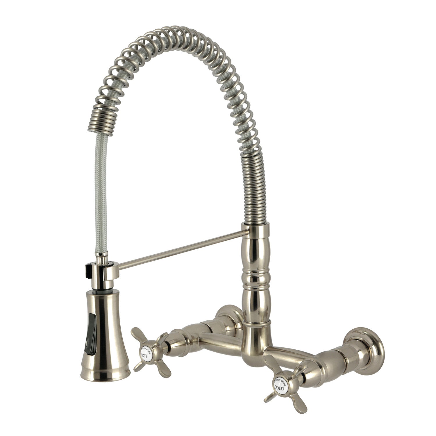 Kingston Tulare GS1248BEX - Essex Double-Handle 2 trous Robinet de cuisine pré-rouleau, Nickel brossé