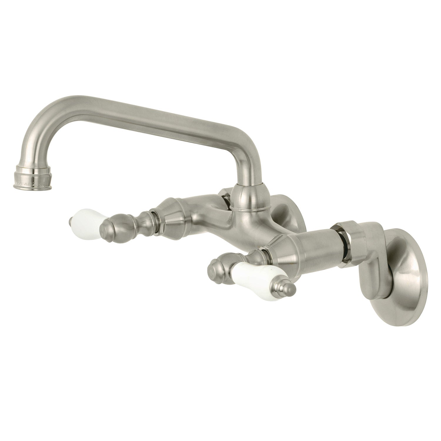 Kingston Heirloom KS513SN - Robinet de cuisine à deux poignées 2 trous Wall Mount Bridge, Nickel brossé