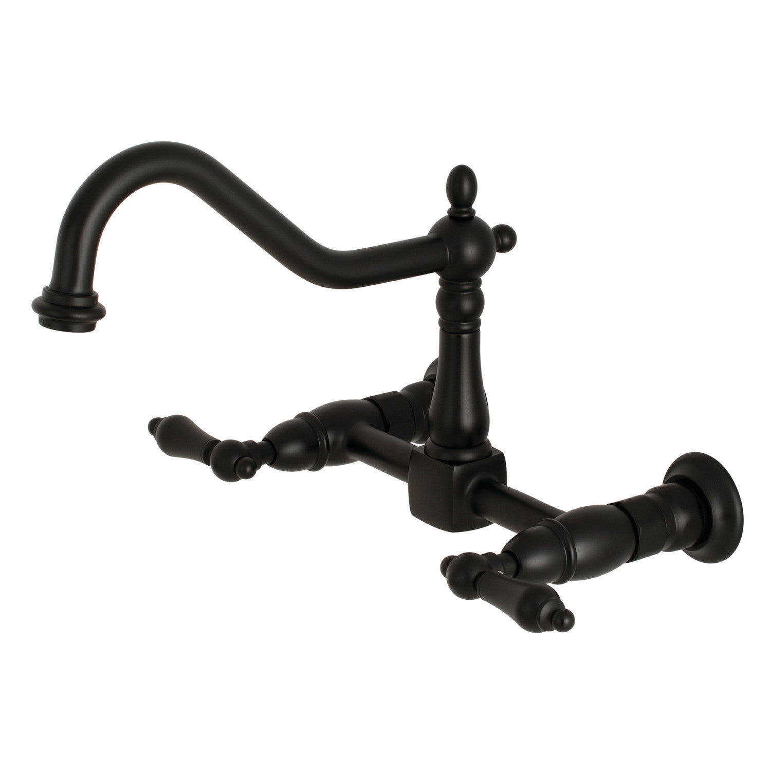 Kingston Heirloom KS1240AL - Robinet de cuisine à deux poignées Heritage 2 trous, noir mat