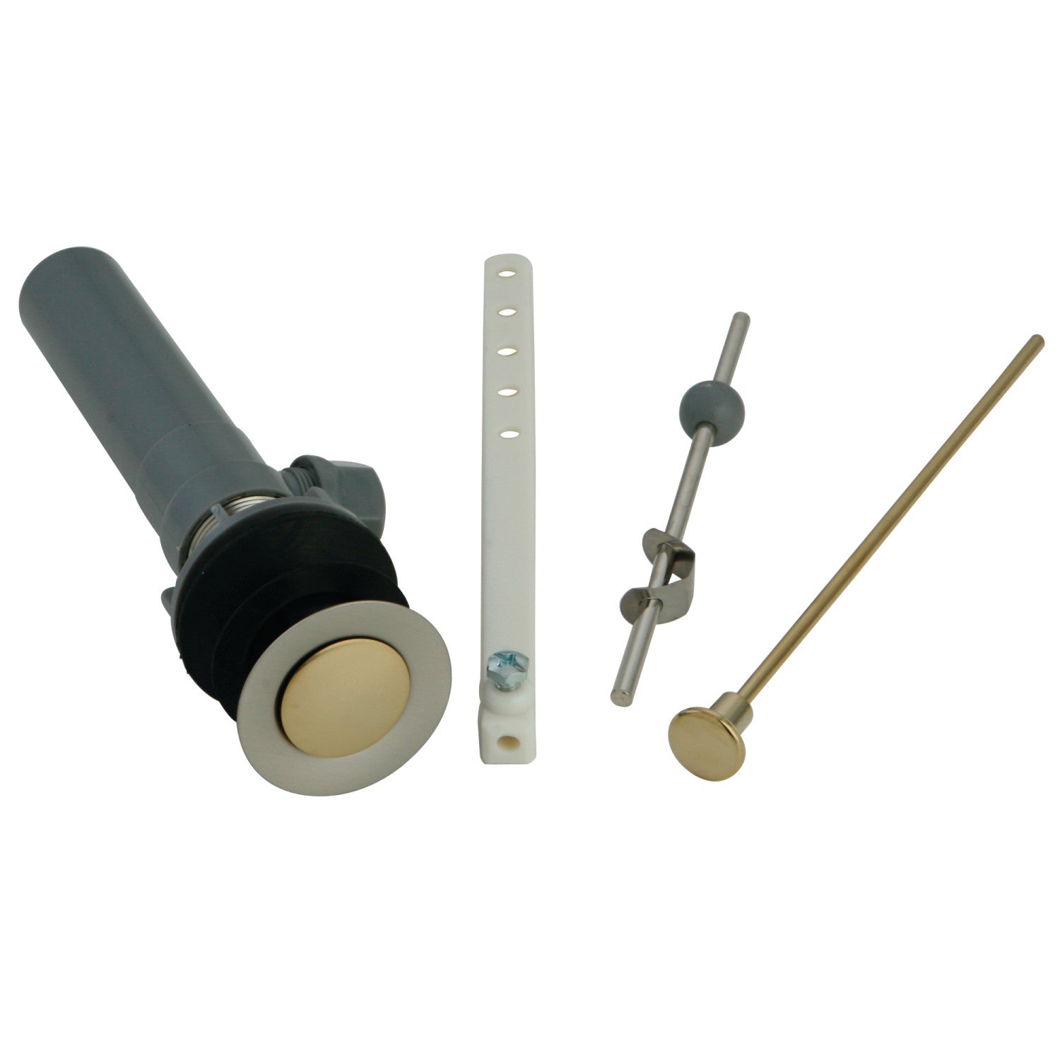 Kingston KBP1009 Plastic Pop-Up Bathroom Sink Drain with Overflow, Brushed Nickel/Polished Brass