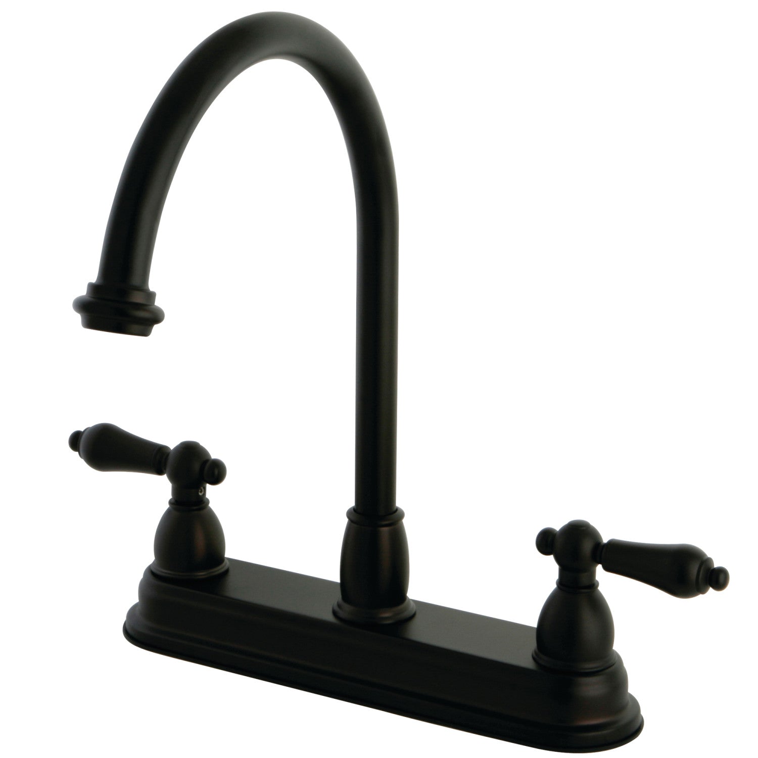 Kingston Heirloom KB3745AL - Robinet de cuisine central à deux poignées de restauration 3 trous 8", Bronze frotté à l'huile