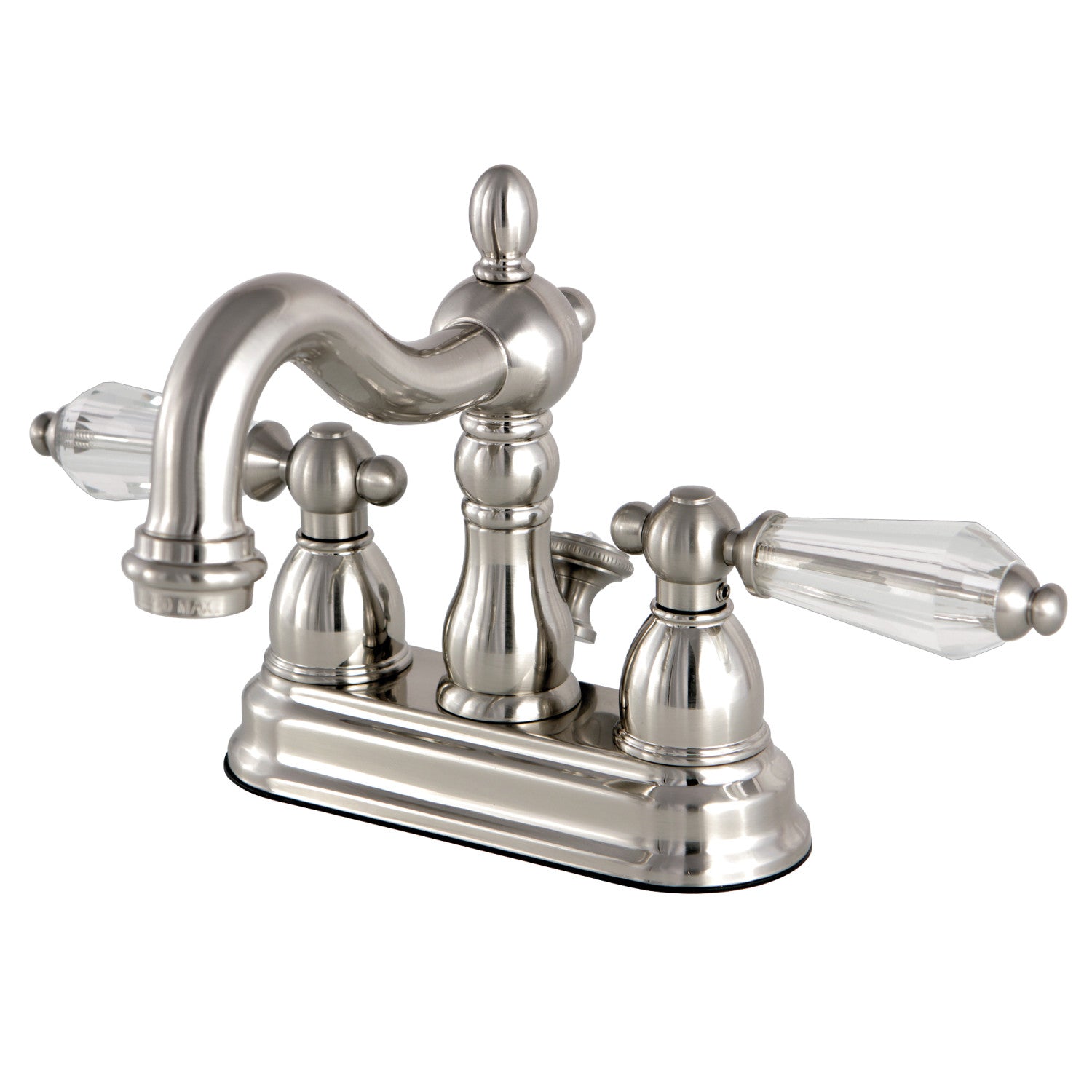 Kingston Heirloom KS1608WLL - Wilshire Double-Handle 3 trous montage sur plage 4-Inch Centerset Robinet de salle de bains avec laiton à tirette, Nickel brossé