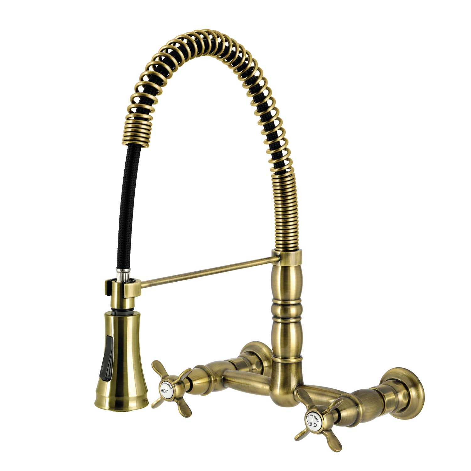 Kingston Tulare GS1243BEX - Essex Double-Handle 2 trous Robinet de cuisine pré-rouleau, laiton antique