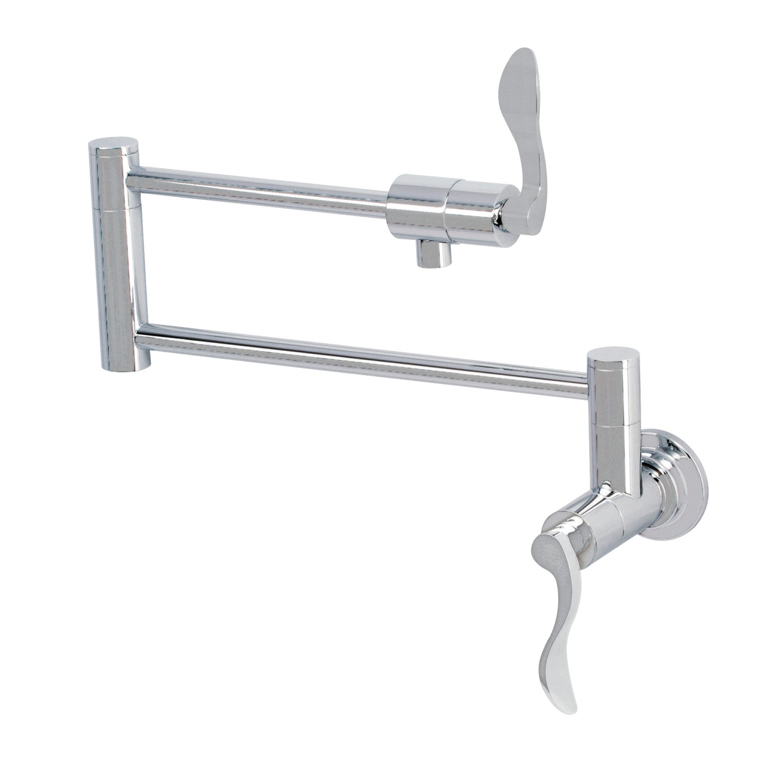 Kingston Tulare KS4101DFL - Robinet de remplissage pour pot mural à deux poignées NuWave 1 trou, chrome poli