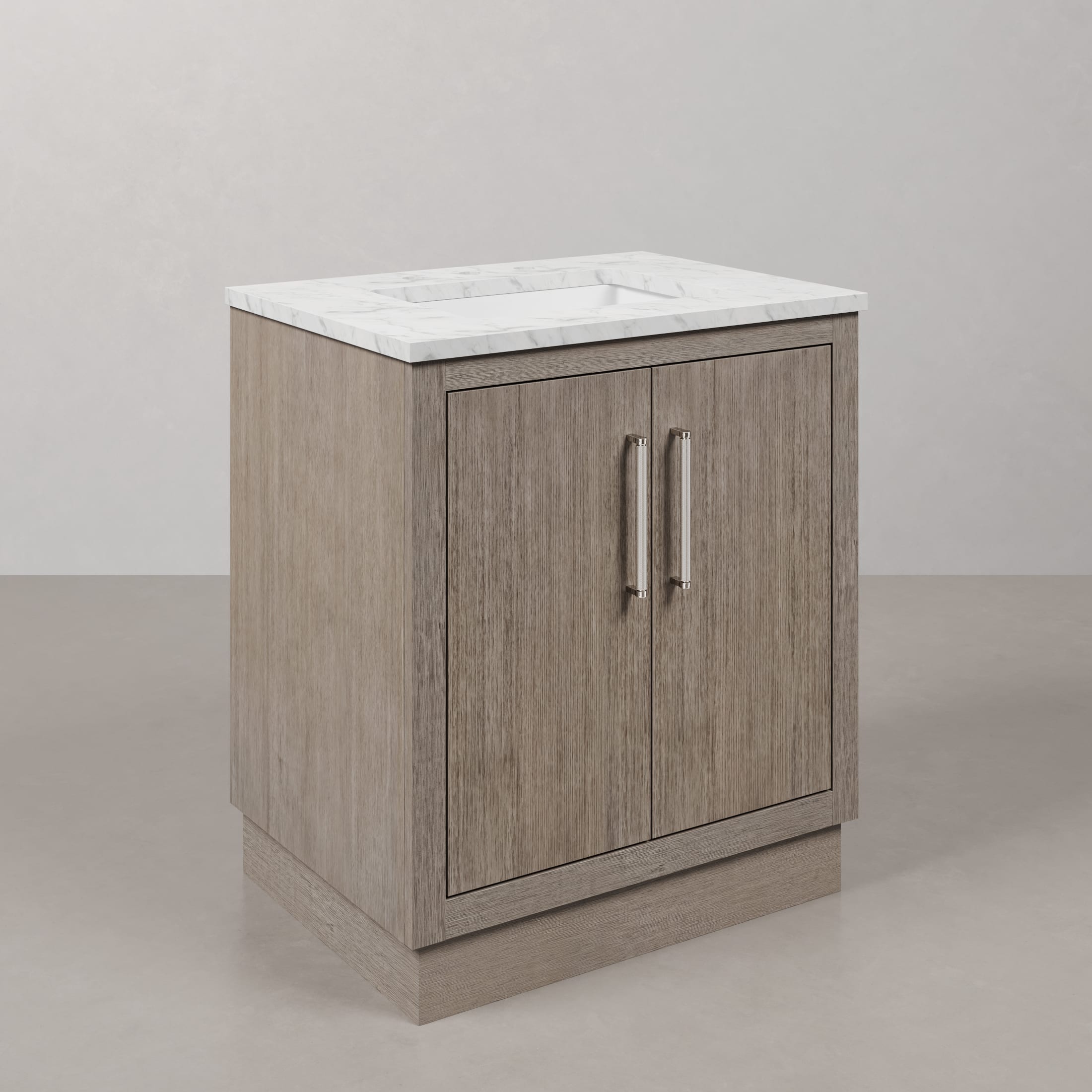 Kingston Luxe HU30CW01GK - 30 in. x 22 in. Bathroom Vanity Marble Top and White Basin, Grey Oak