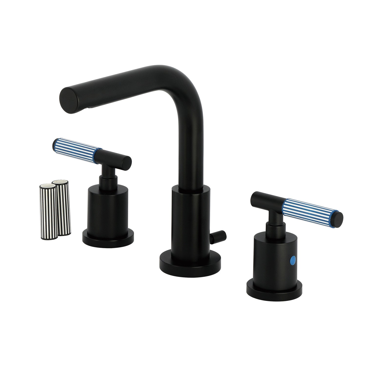 Kingston Sona FSC8950KPS - Robinet de salle de bain à large déploiement avec à tirette en laiton, noir mat