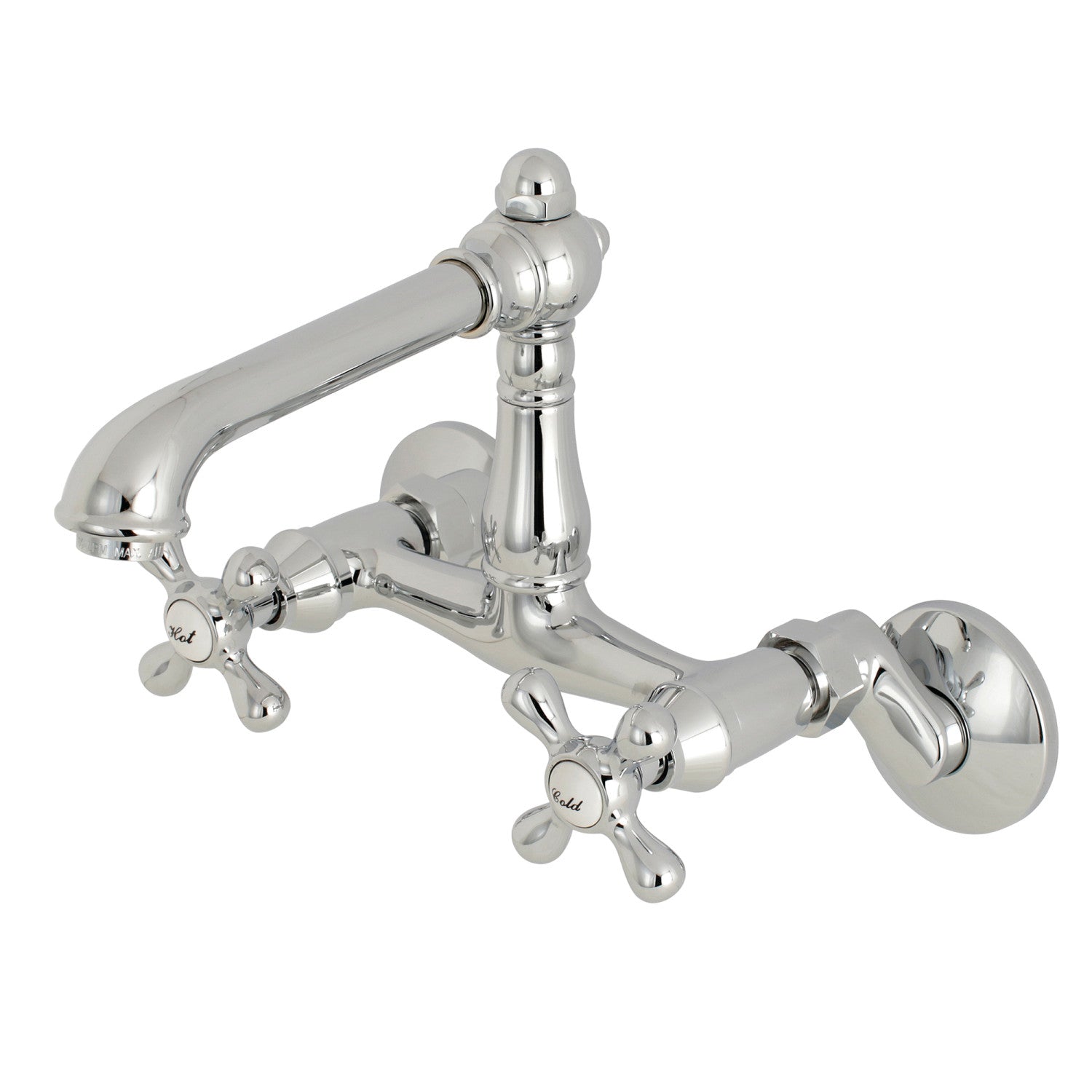 Kingston Tulare KS7221AX - Robinet de cuisine à deux poignées de pays anglais 2 trous Wall Mount Bridge, chrome poli