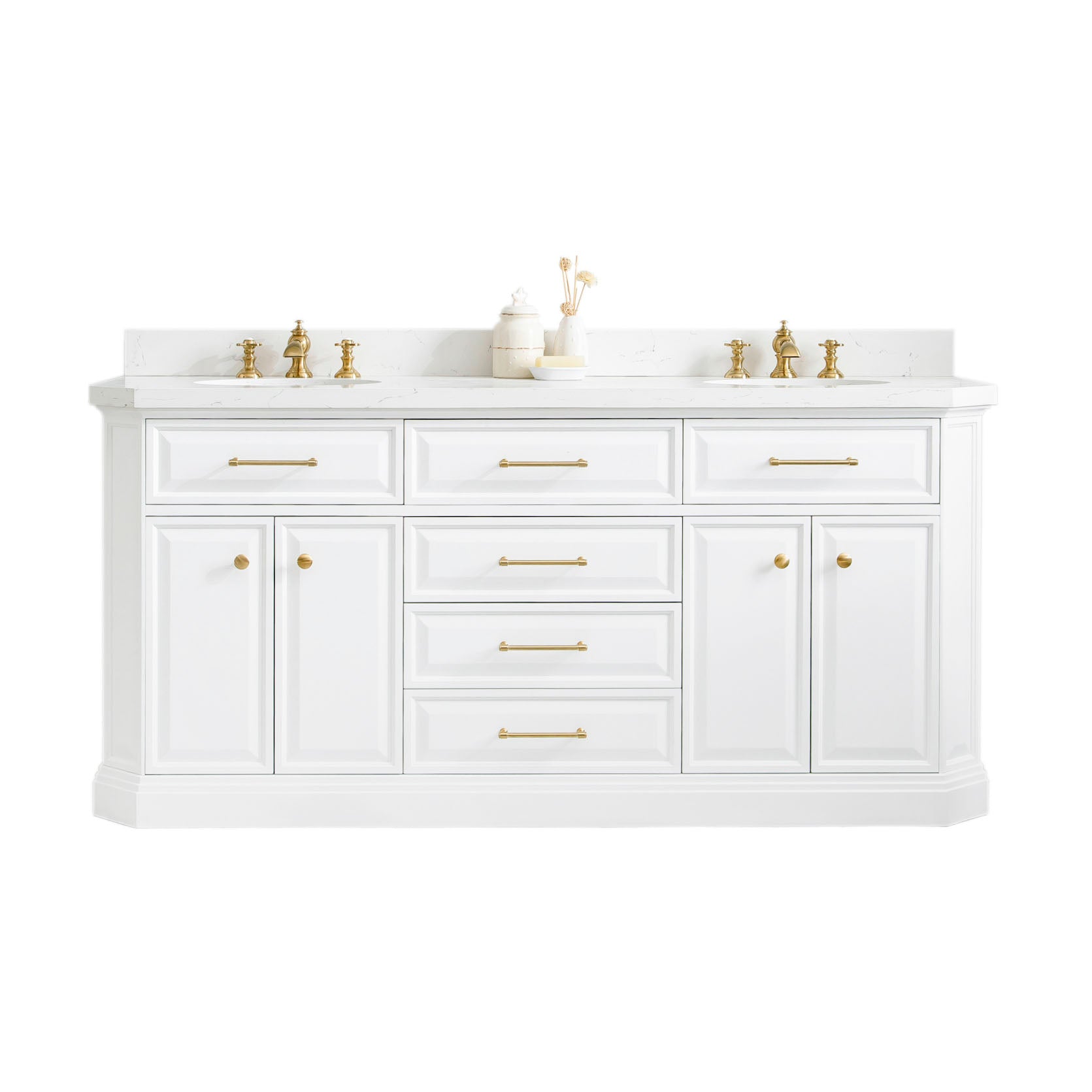 Kingston Luxe PA72QZ06PW - 72 in. x 22 in. Bathroom Vanity Quartz Top and White Basin, Pure White