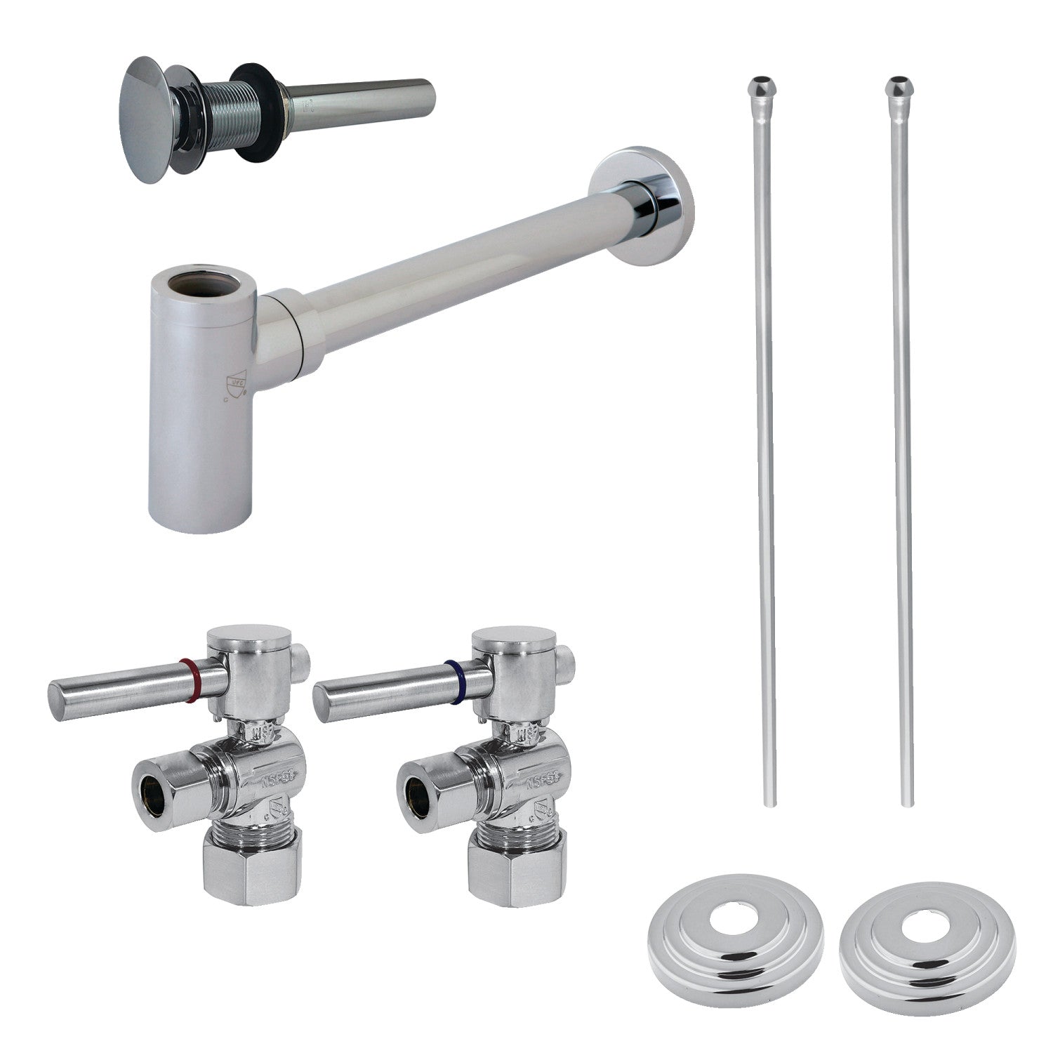 Kingston Sona CC53301DLTRMK1 - Trimscape Modern Plumbing Sink Trim Kit with Bottle Trap and Drain (No Overflow), Polished Chrome