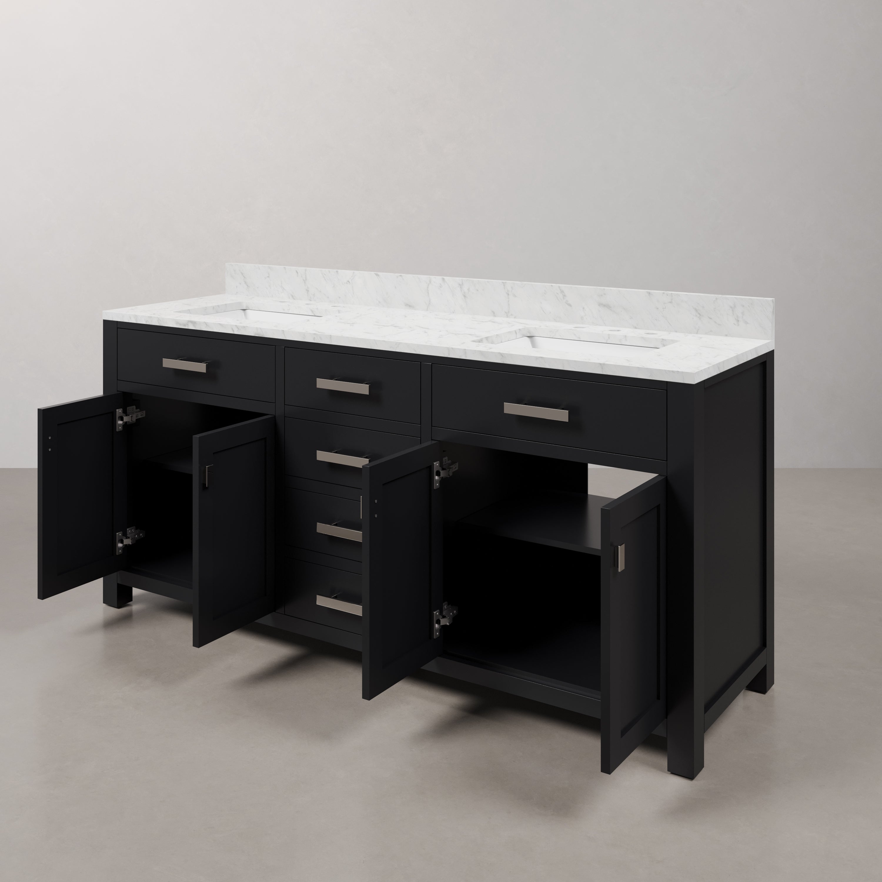 Kingston Luxe MS72CW01ES - 72 in. x 21.5 in. Bathroom Vanity Double Sink with Carrara White Marble Top, Espresso