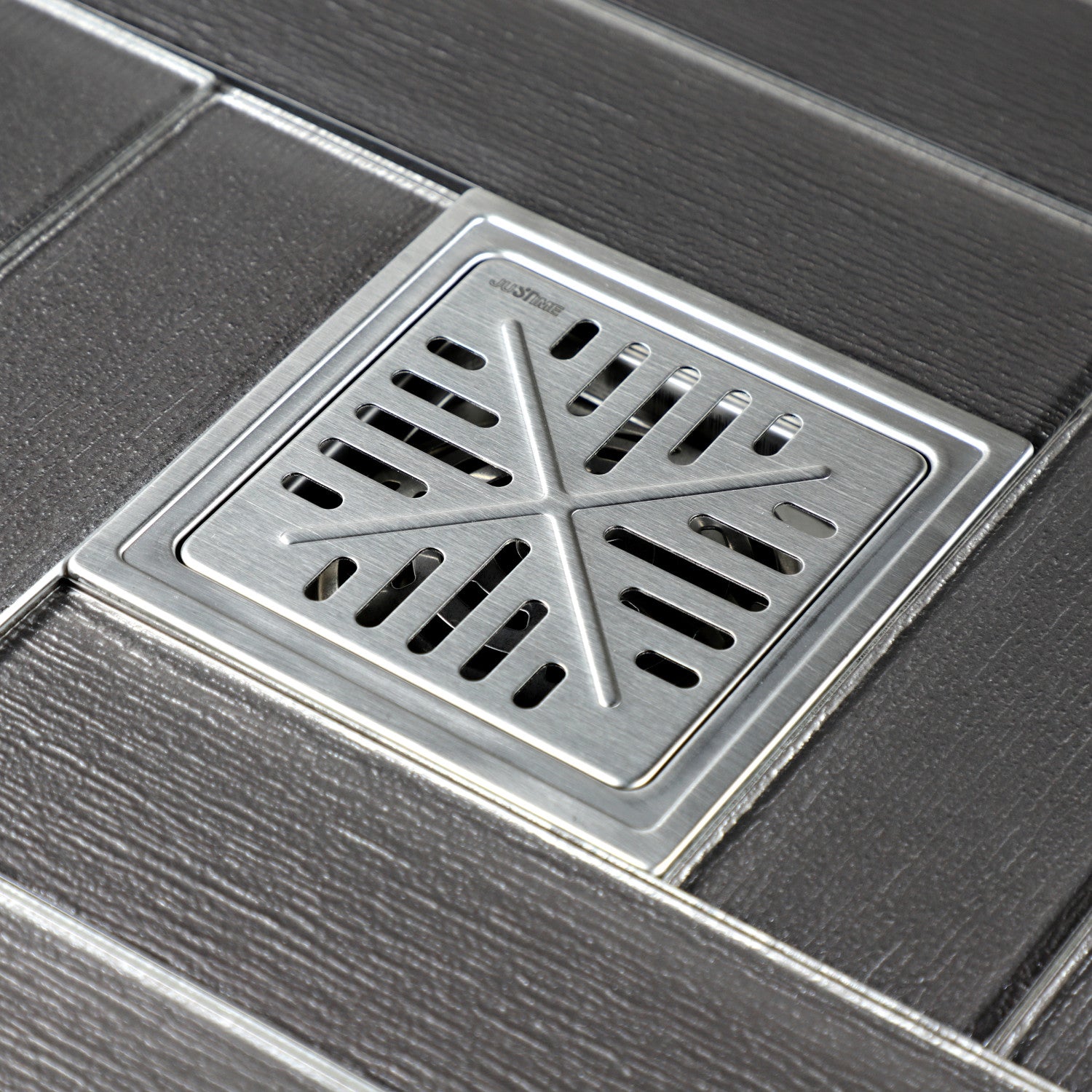 Kingston Watercourse BSF6605SS 6-Inch Stainless Steel Square Shower Drain with Flange and Hair Trap, Brushed Stainless Steel