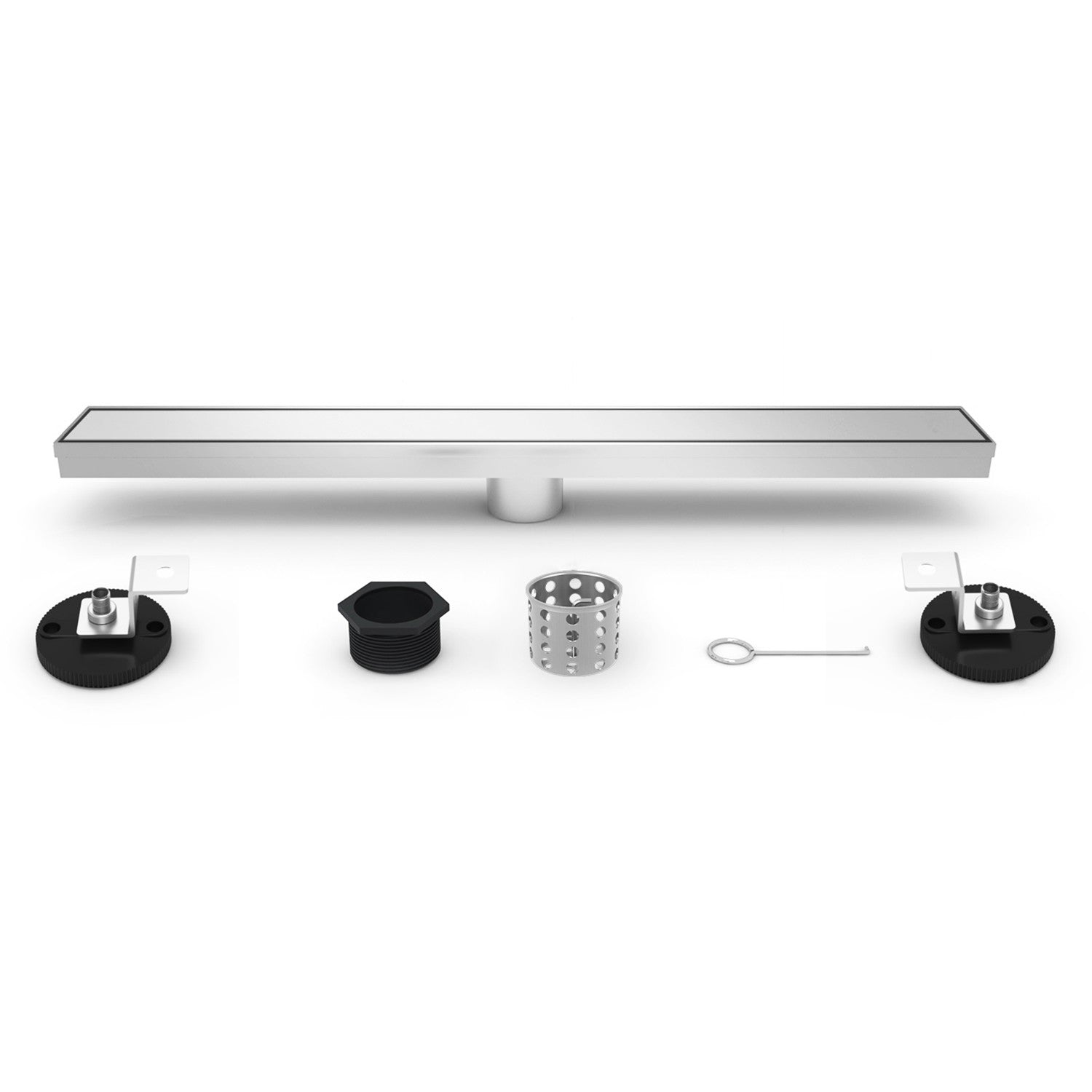 Kingston Watercourse BSF3221 32-Inch Stainless Steel Linear Shower Drain with Reversible Tile Insert and Flat Grate, Polished Chrome