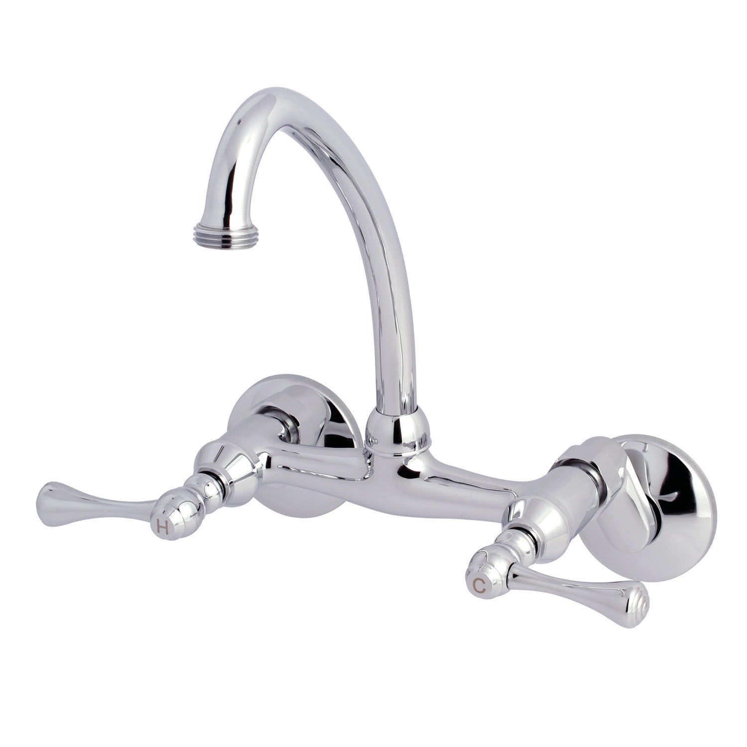Kingston Tulare KS374C - Kingston Double-Handle 2-Hole Wall Mount Laundry Faucet, Polished Chrome