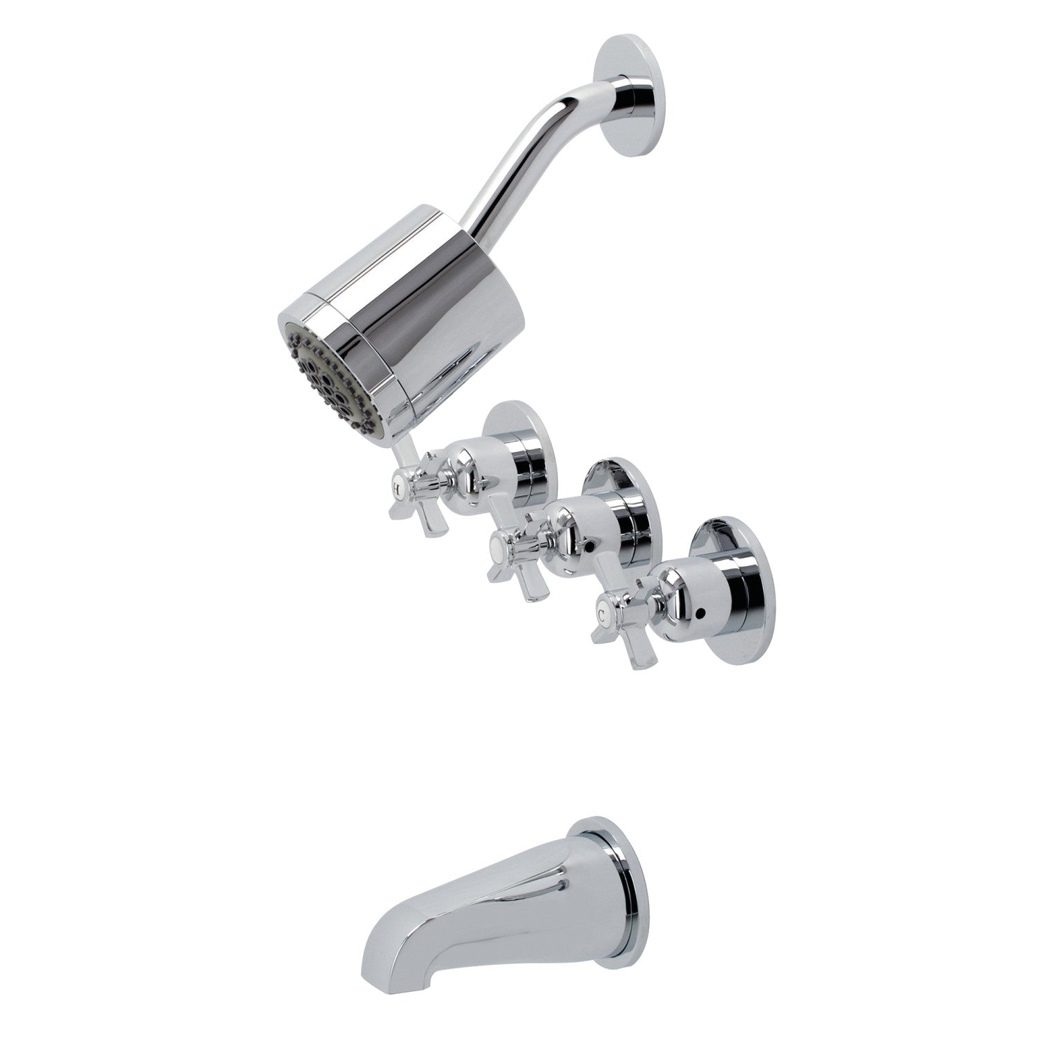 Kingston Tulare KBX8131ZX - Robinet de baignoire et de douche à triple poignée Millennium, chrome poli