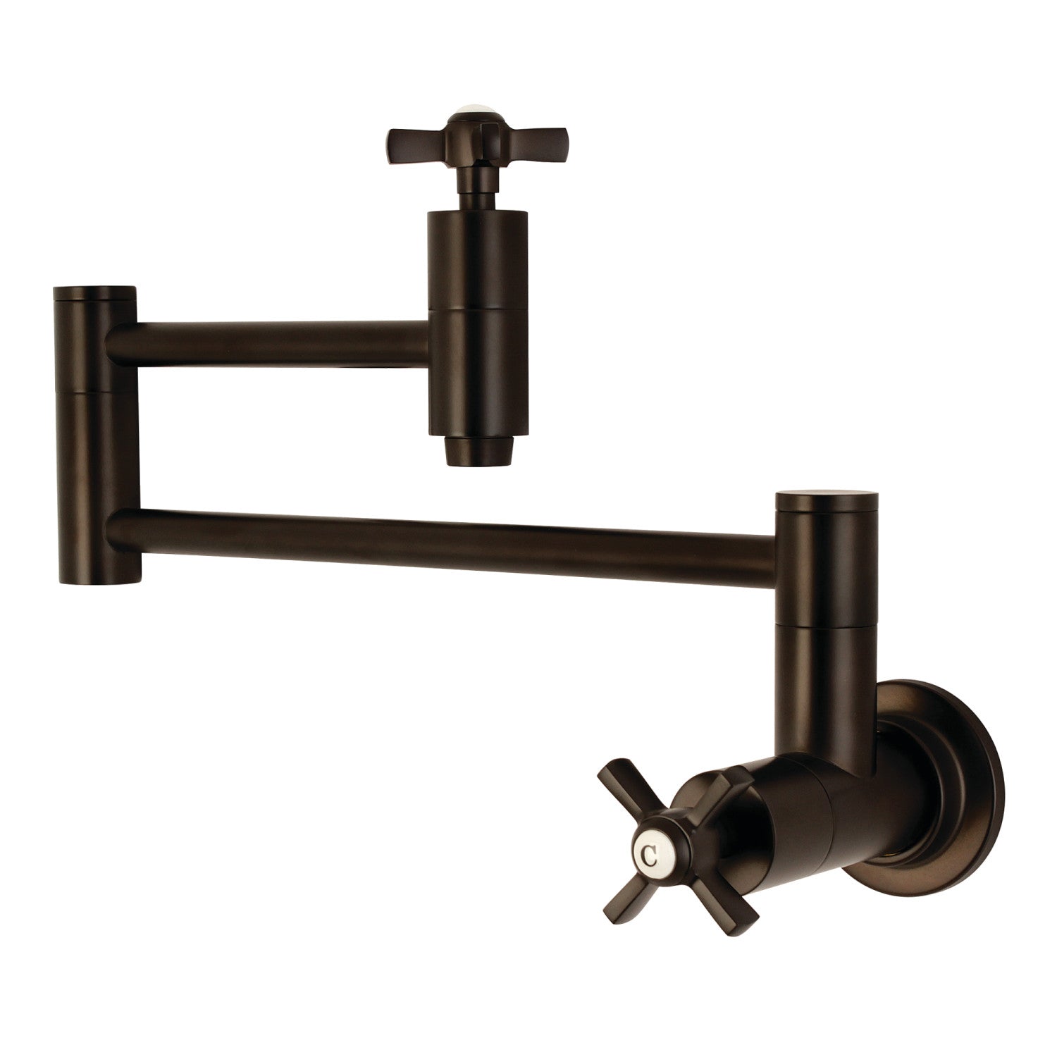 Kingston Sona KS8105ZX - Robinet de remplissage de pot de montage mural à deux poignées Millennium 1 trou, bronze frotté à l'huile