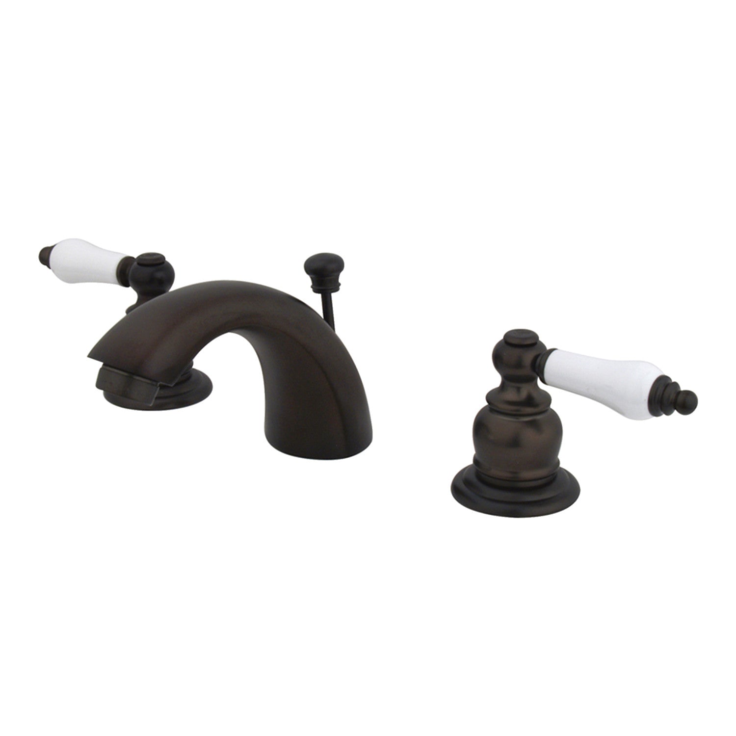 Kingston Heirloom KB955PL - Victorian à deux poignées 3 trous montage sur plage Mini-Widespread Robinet de salle de bain avec drain à tirette, bronze frotté à l'huile