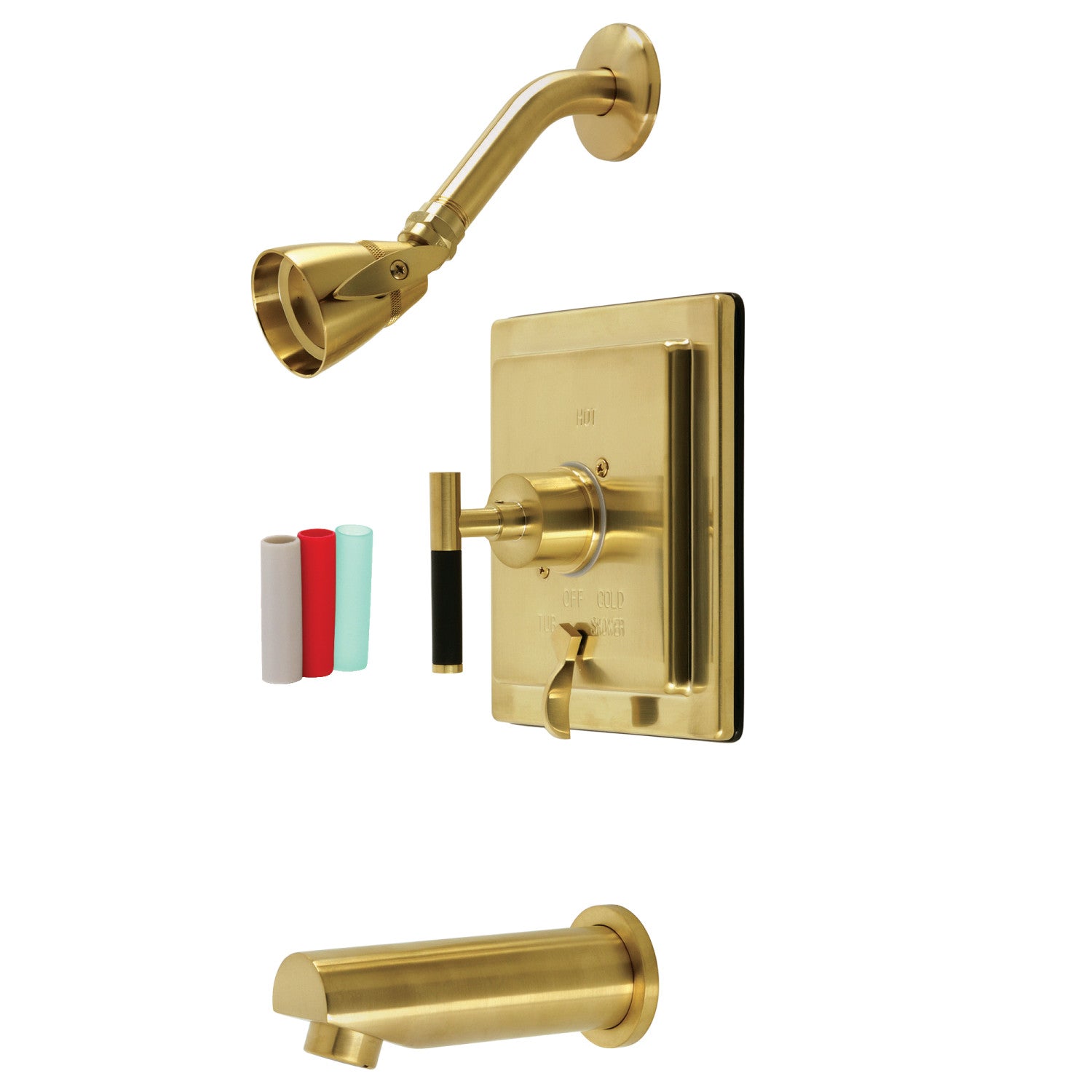 Kingston Sona KB86570CKL - Robinet de baignoire et de douche à pression simple poignée Kaiser, laiton brossé