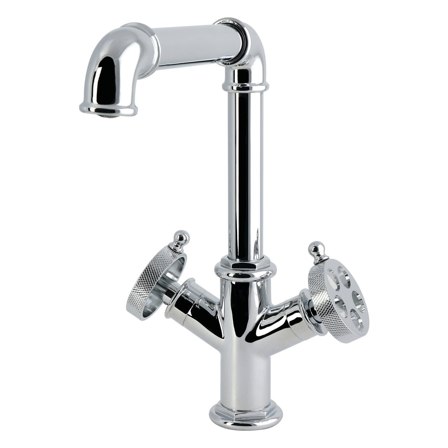 Kingston Wendell LS6501RKZ Robinet de cuisine à deux poignées 1 trou avec poignée moletée, chrome poli