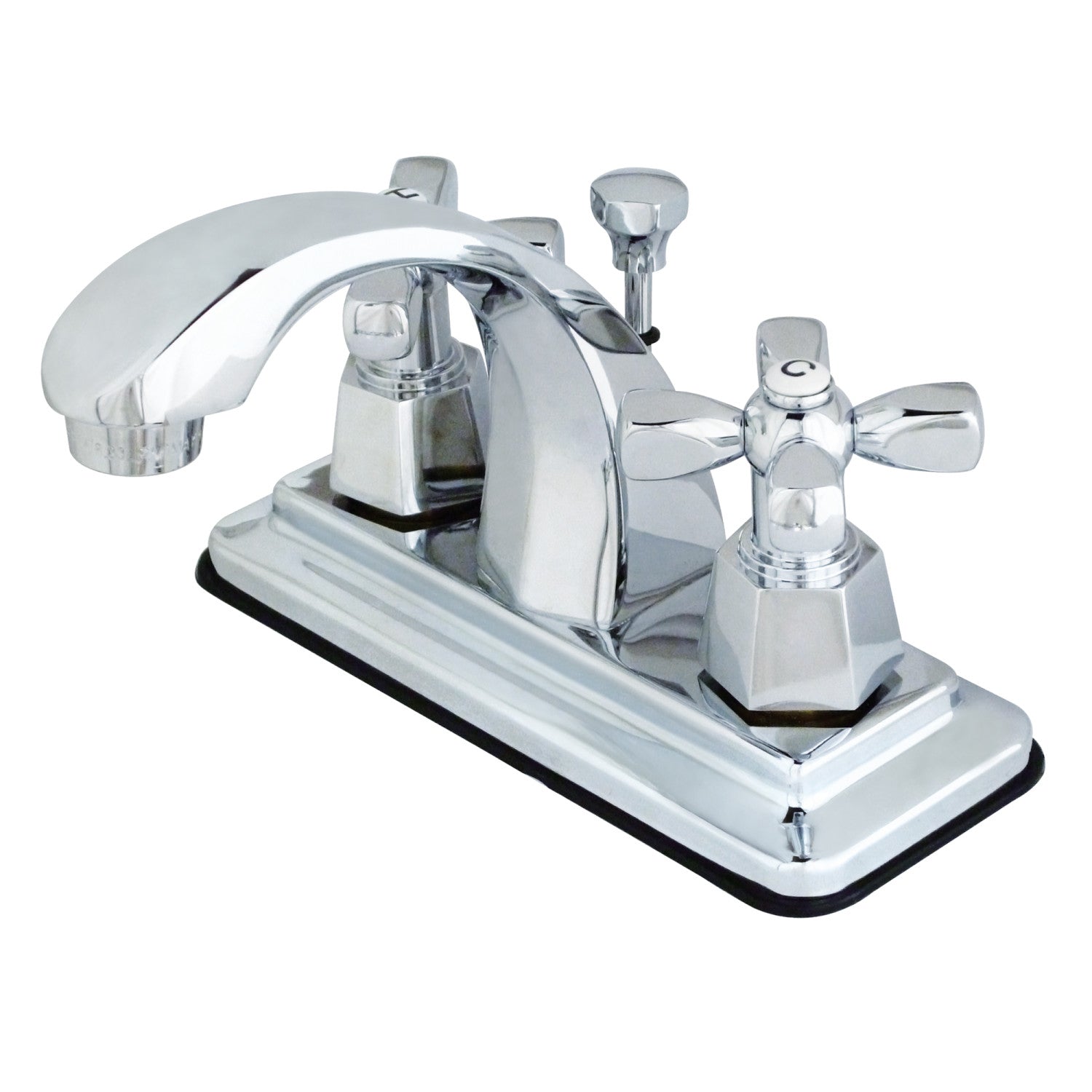 Kingston KS4641HX Double-Handle 3 trous montage sur plage 4-Inch Centerset Robinet de salle de bains avec laiton à tirette, Chrome poli