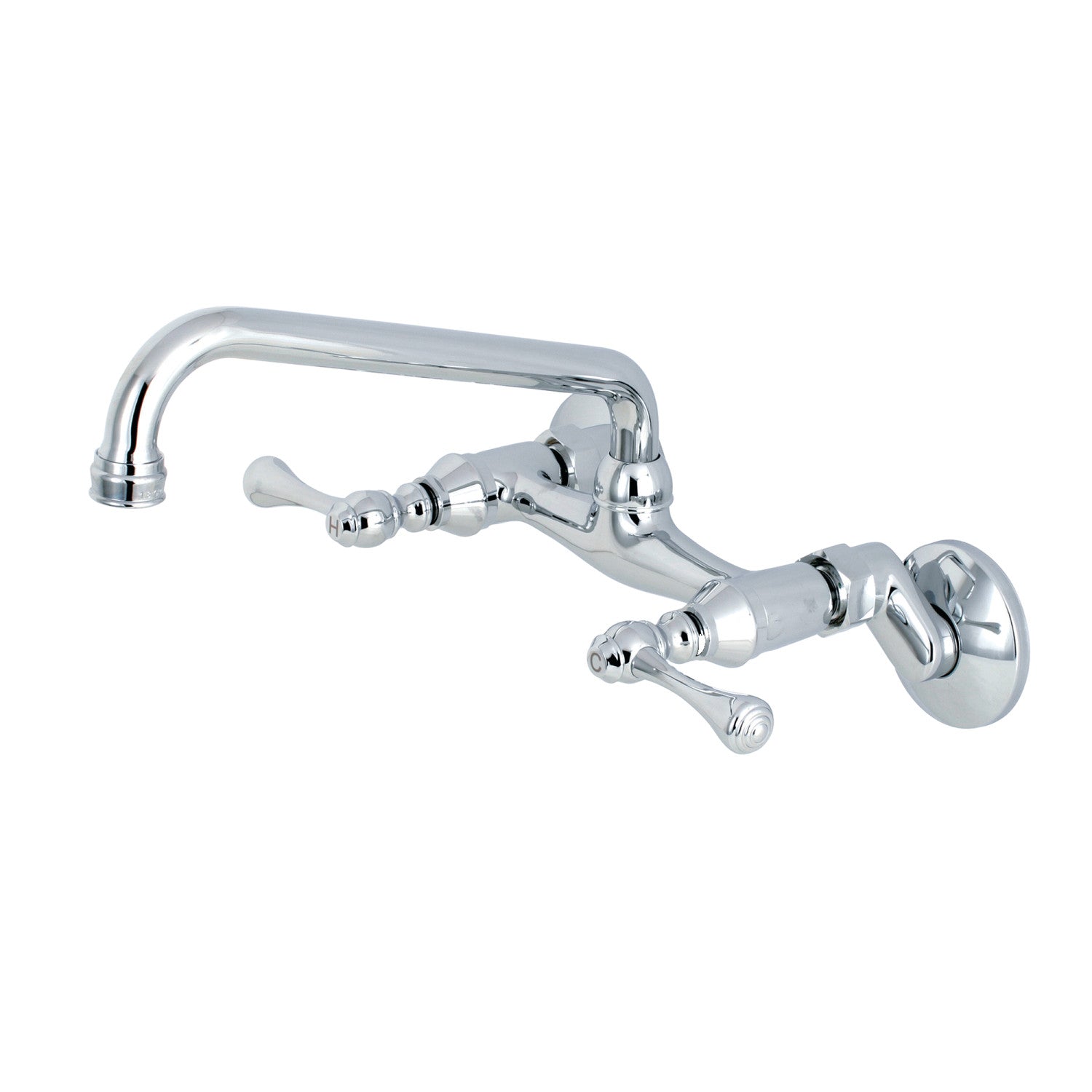 Kingston Tulare KS300C - Robinet de cuisine à deux poignées 2 trous Wall Mount Bridge, chrome poli
