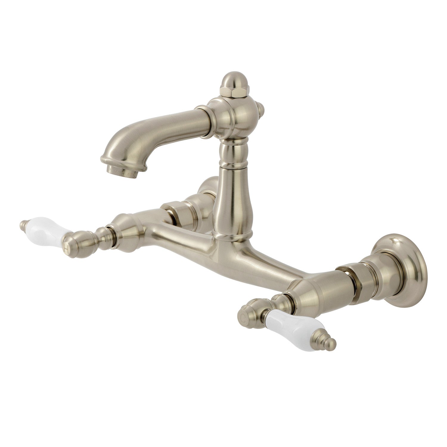 Kingston Heirloom KS7258PL - Robinet de salle de bain double poignée de pays anglais 2 trous, nickel brossé