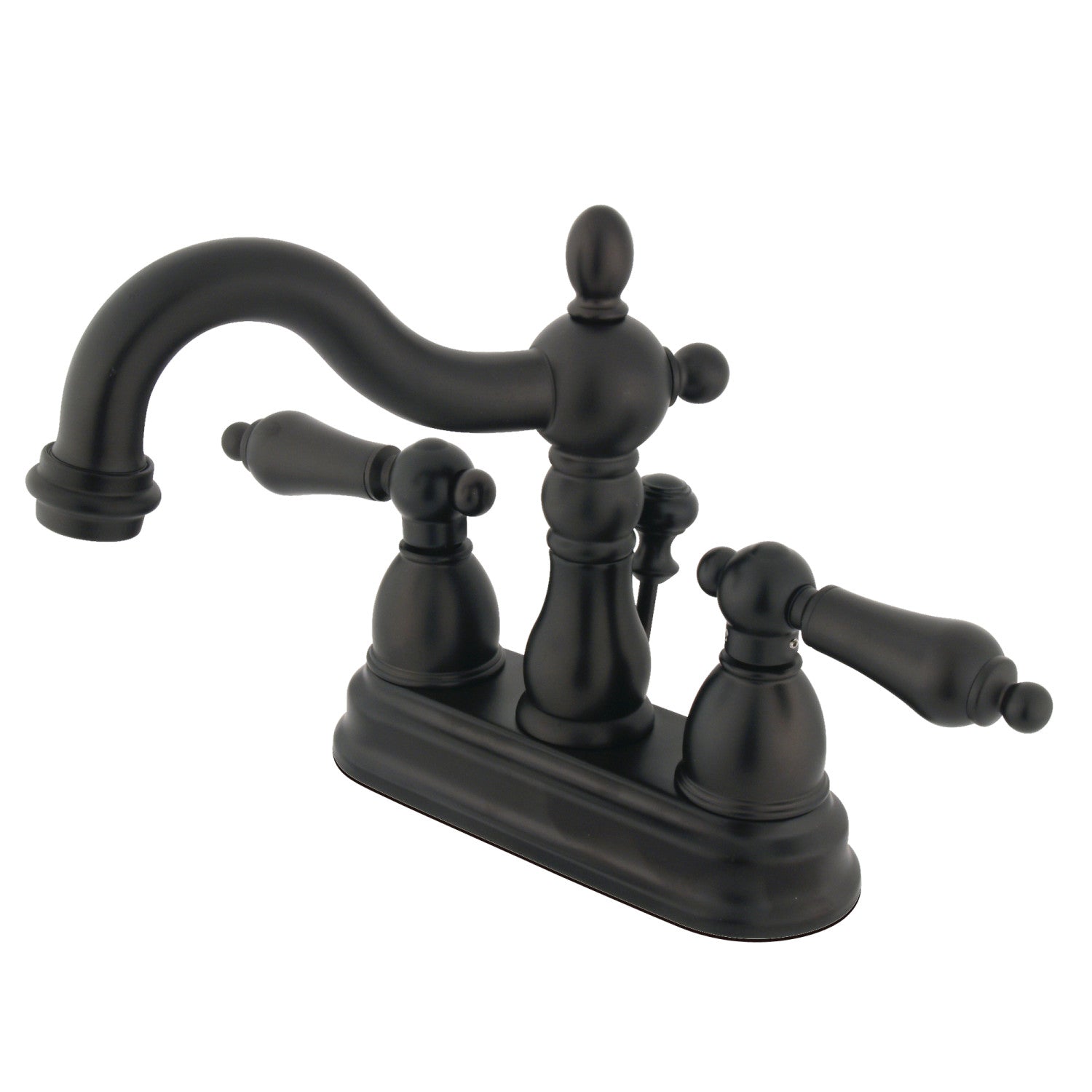 Kingston Heirloom KB1605AL - Heritage Double-Handle 3-Hole Deck Mount 4-Inch Centerset Bathroom Faucet with Pop-Up Drain, Oil Rubbed Bronze