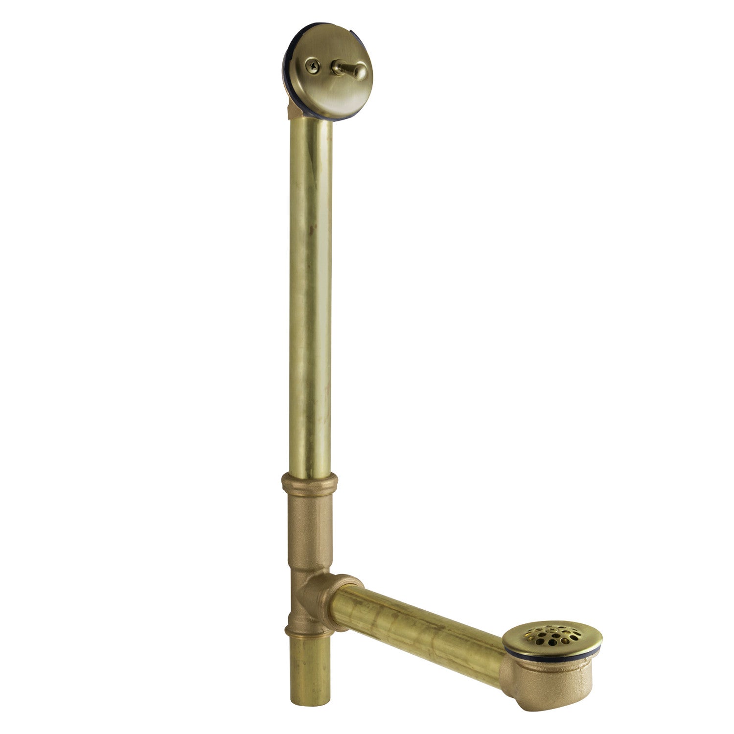 Kingston Tulare DTL1163 - Made To Match 21-Inch Brass Trip Lever Tub Waste and Overflow with Grid Strainer, Antique Brass